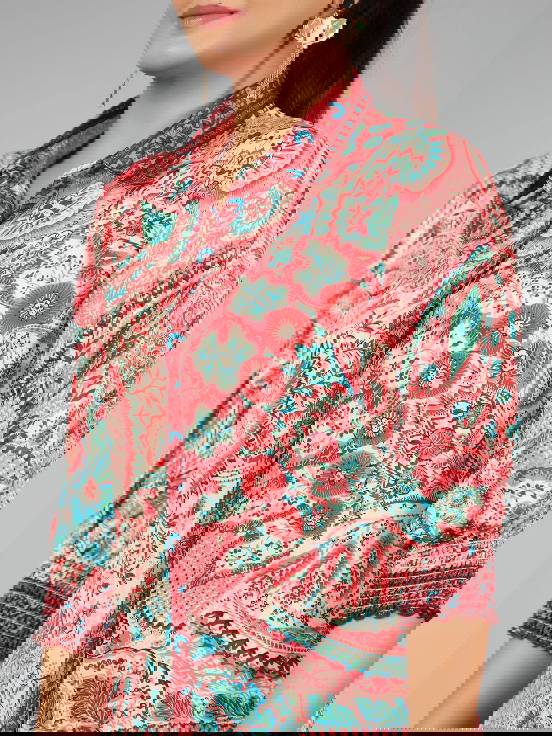 Juniper Beige Ethnic Motif Kasturi Silk Tunic & Pants With Sequins Work