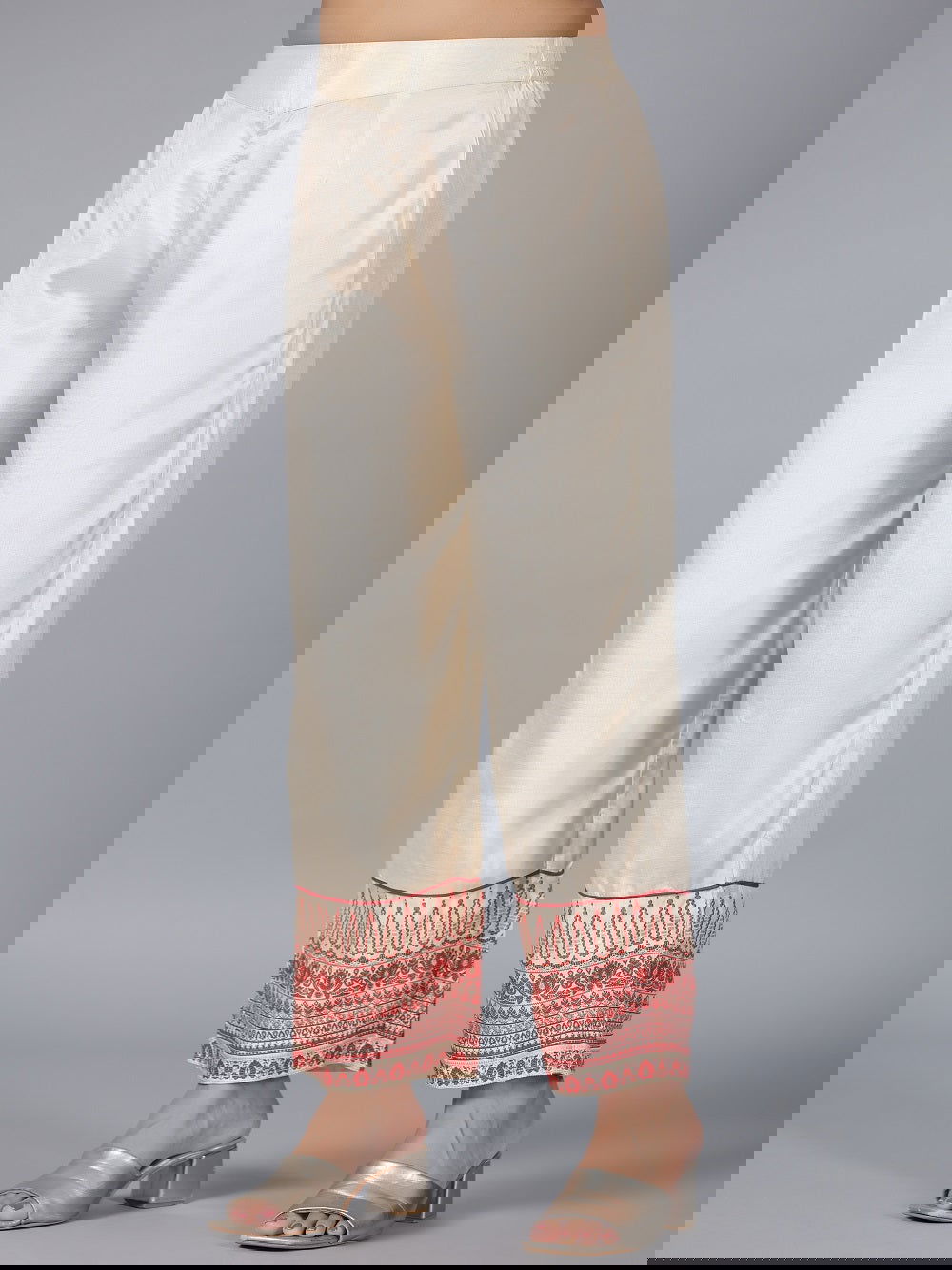 Juniper Beige Ethnic Motif Printed Viscose Shantoon Kurta, Pants & Dupatta Set With Beads & Sequins