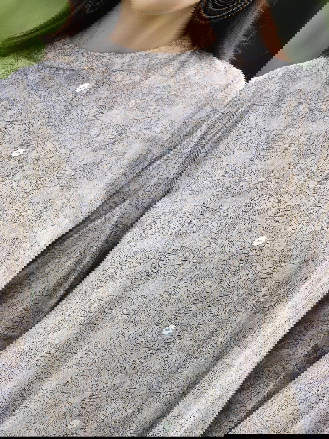 Juniper Beige Floral Printed Chanderi Kurta with Shantoon inner