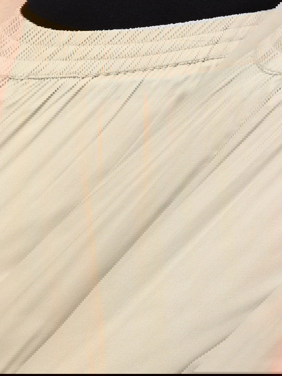 Juniper Beige Solid Rayon Wide Leg Women Palazzo With One Pocket