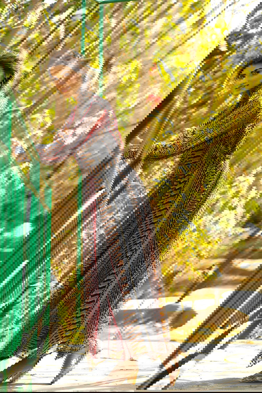 Juniper Black Abstract Printed Chiffon Flared Maxi Dress With Buttons.