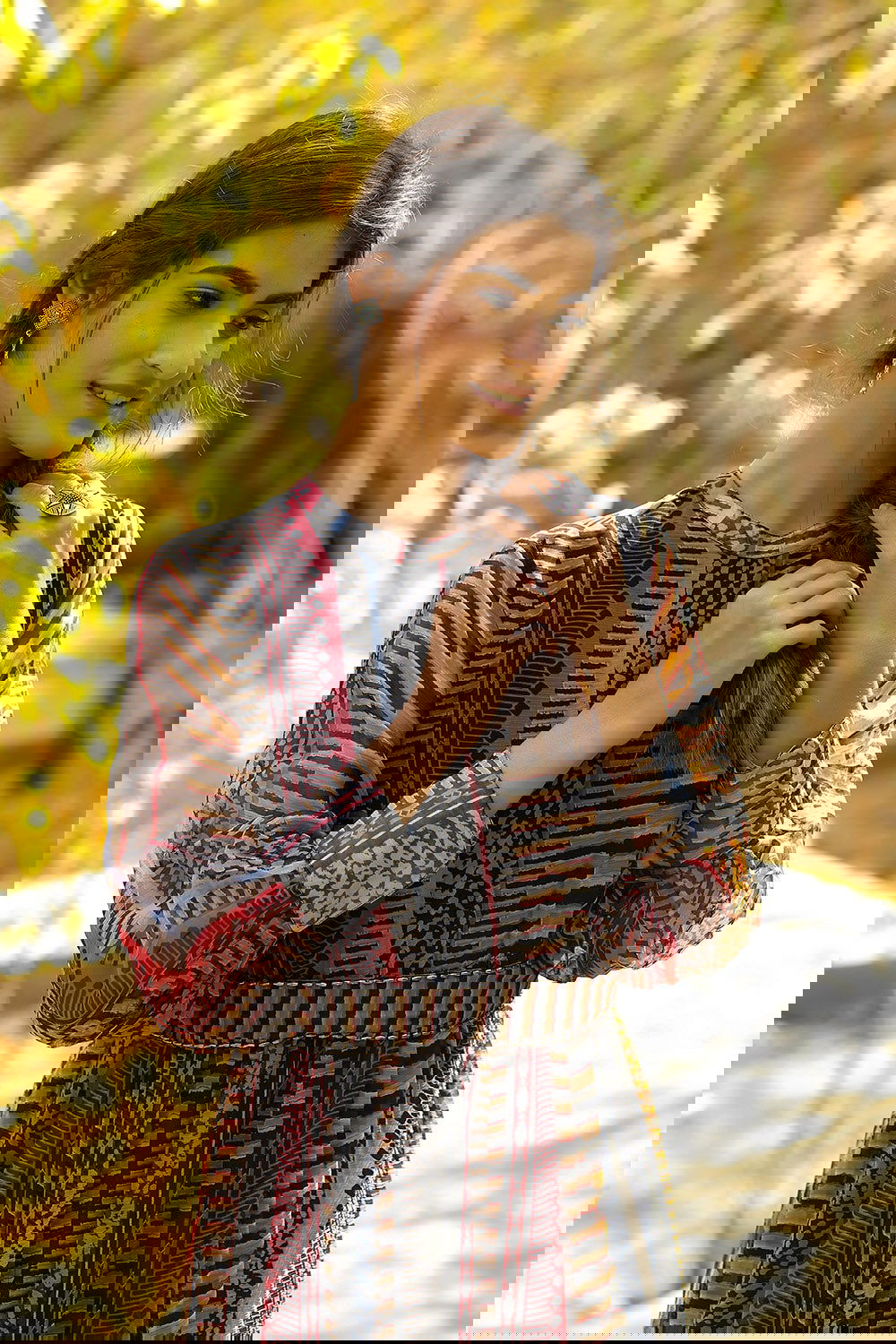 Juniper Black Abstract Printed Chiffon Flared Maxi Dress With Buttons.