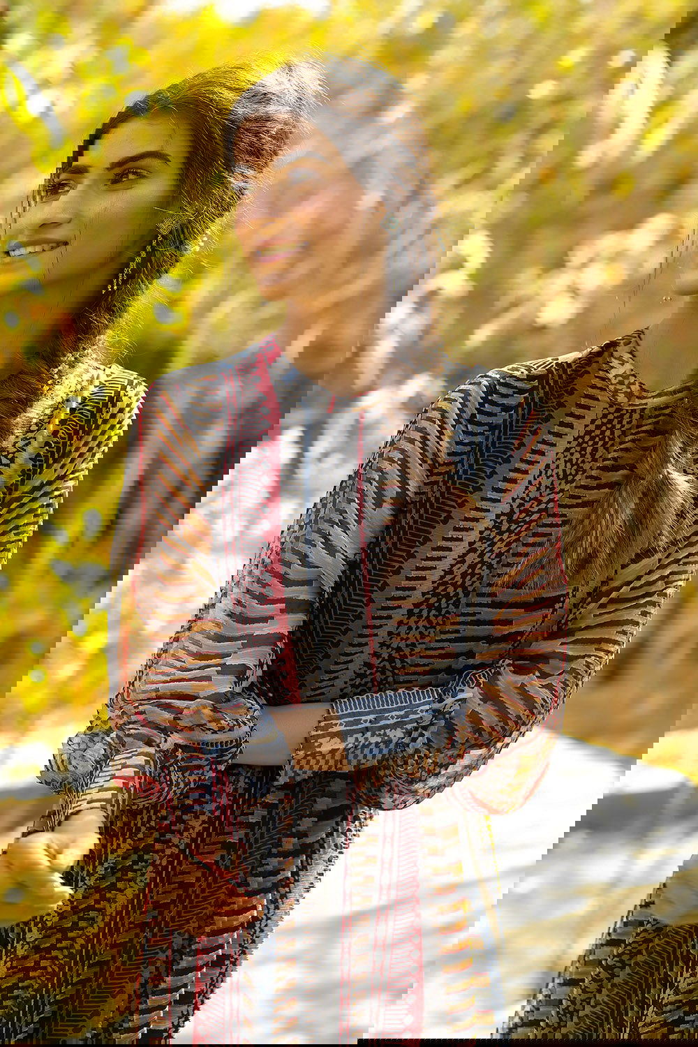 Juniper Black Abstract Printed Chiffon Flared Maxi Dress With Buttons.