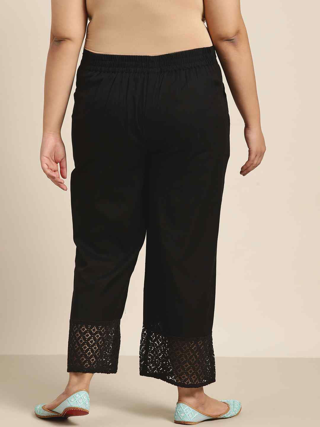 Juniper Black Cotton Flex Embellished Hakoba Pants