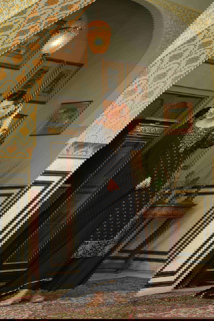 Juniper Black Ethnic Motif Printed Rayon Kurta Palazzo & Dupatta Set With Zari Work Embroidery