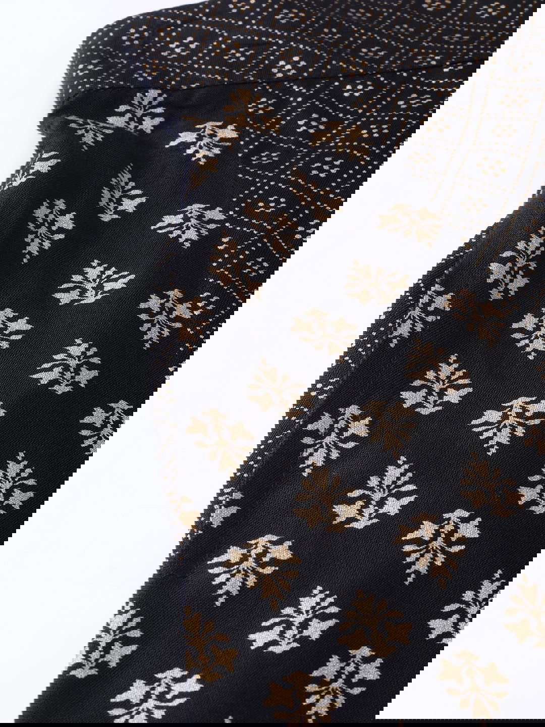 Juniper Black Rayon Ethnic Motif Printed Ankle-Length Flared Kalidar Women Palazzo With One Pocket