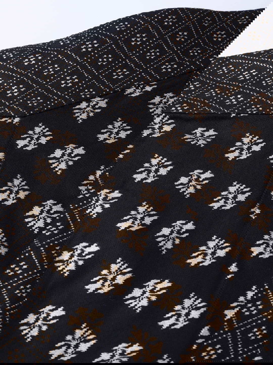 Juniper Black Rayon Ethnic Motif Printed Ankle-Length Flared Kalidar Women Palazzo With One Pocket