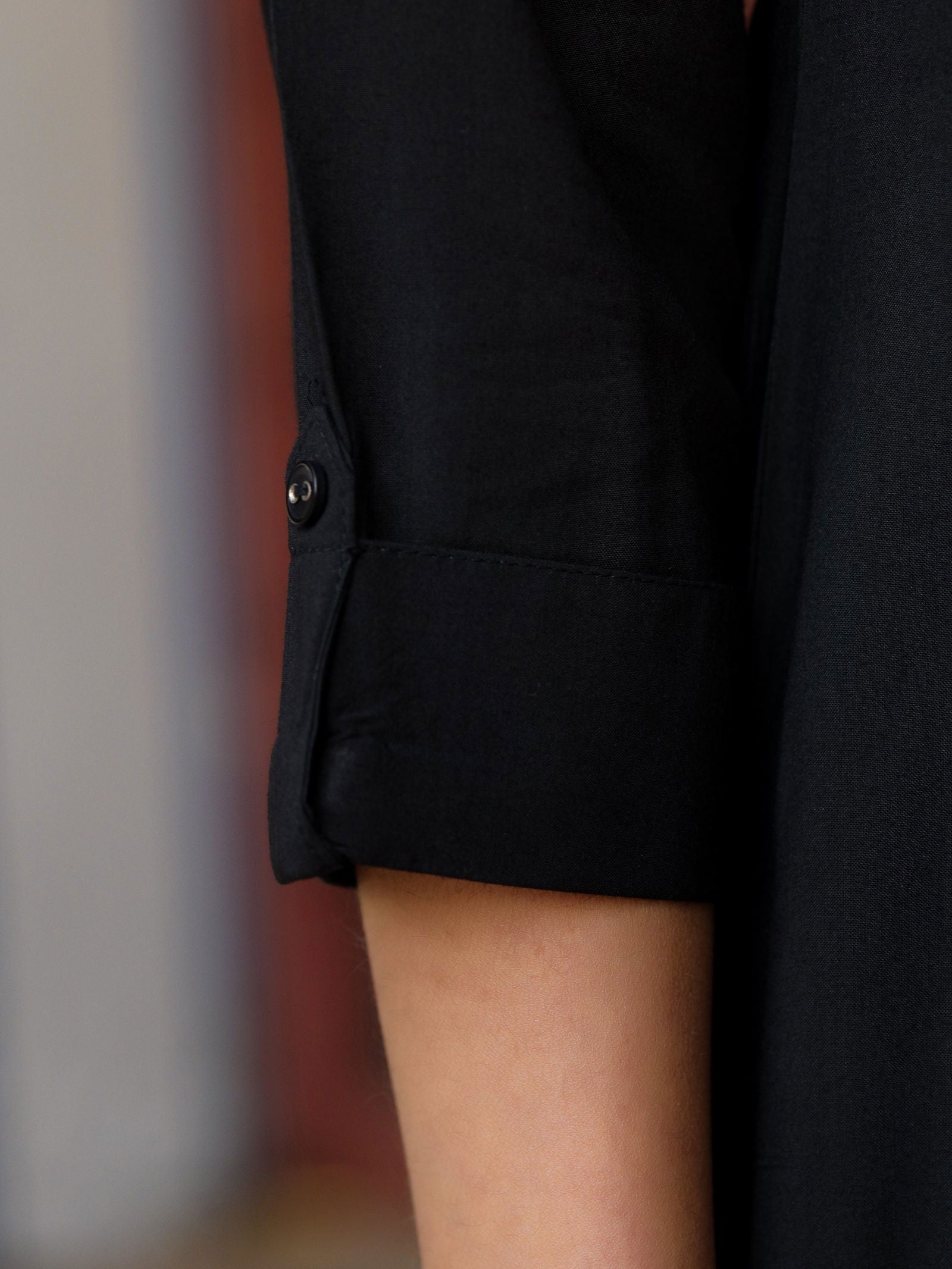 Juniper Black Solid Modal Rayon Straight Kurta With Half Placket At Front