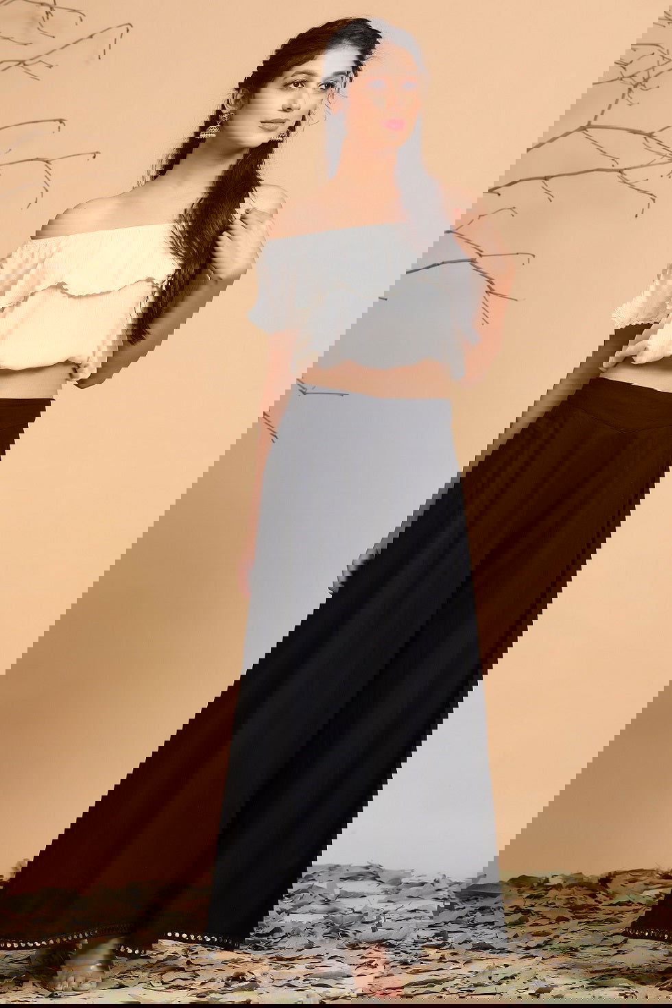 Juniper Black Solid Rayon Flared Ankle-Length Palazzo.