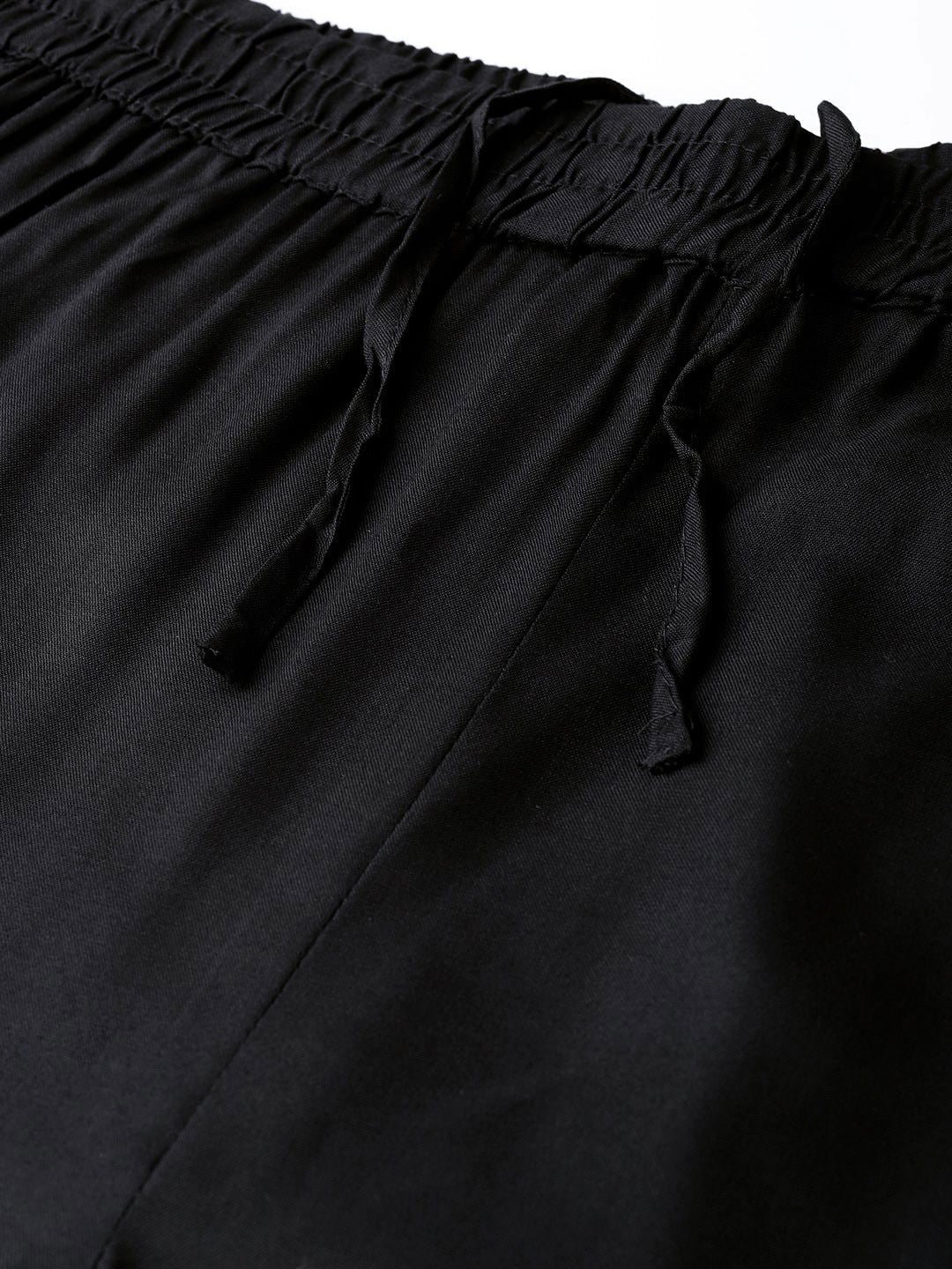 Juniper Black Solid Rayon Wide Leg Women Palazzo With One Pocket