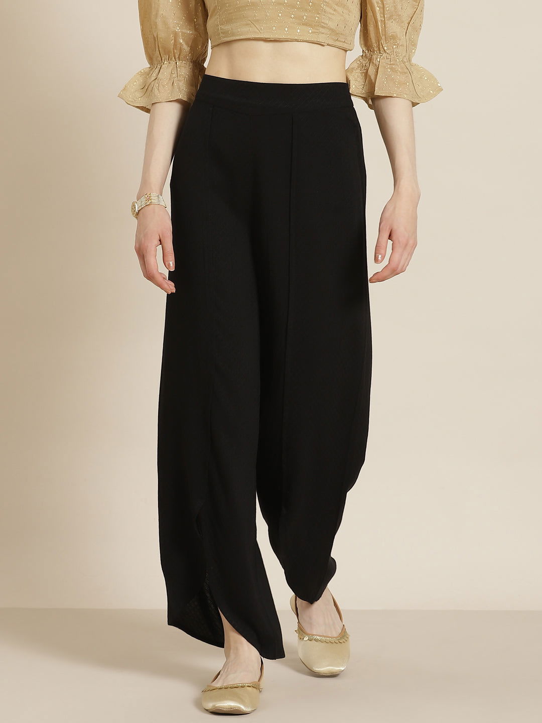 Juniper Black Tulip Rayon Dobby Dhoti Style Pants.