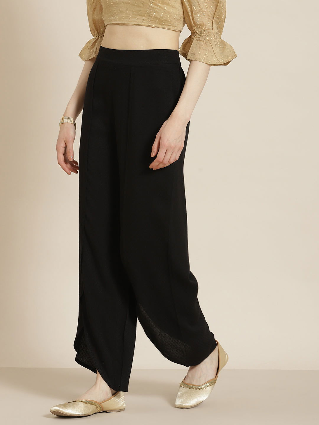 Juniper Black Tulip Rayon Dobby Dhoti Style Pants.