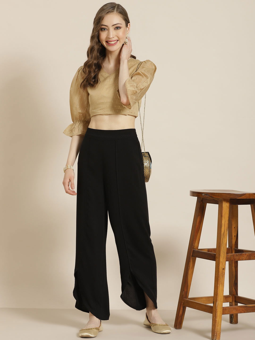 Juniper Black Tulip Rayon Dobby Dhoti Style Pants.