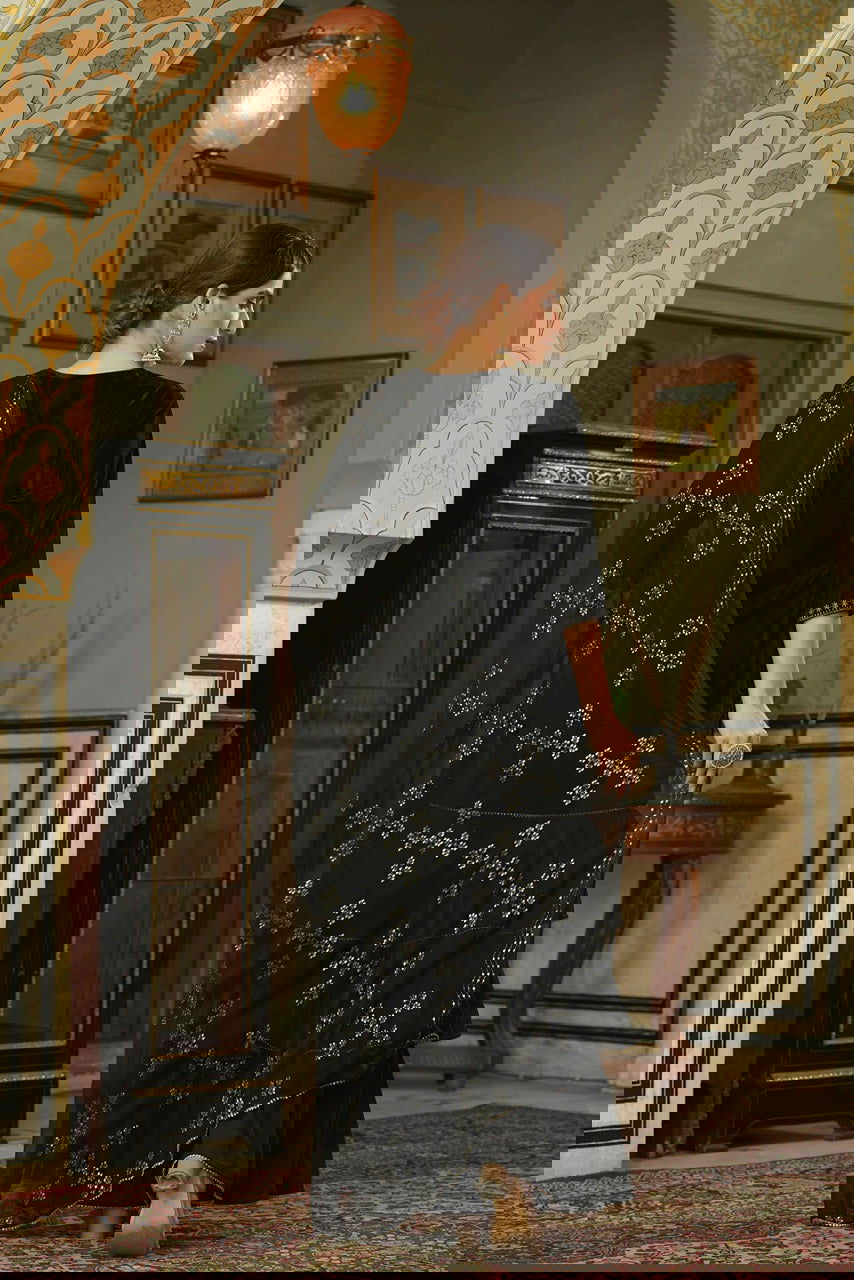 Juniper Black Velvet Festive Solid Straight Kurta Sharara Dupatta Set For Women