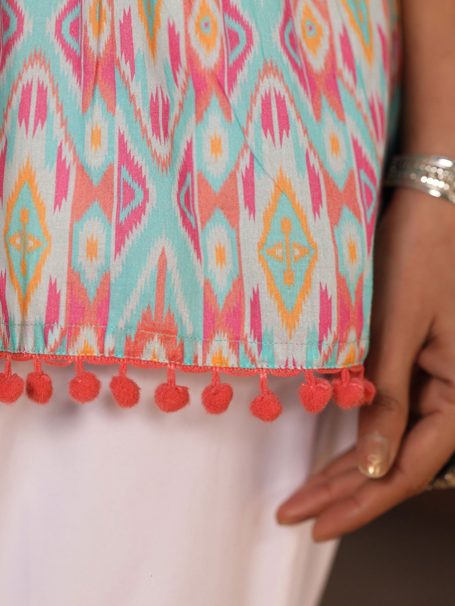 Juniper Blue Embroidered Cotton Voile Peplum Tunic