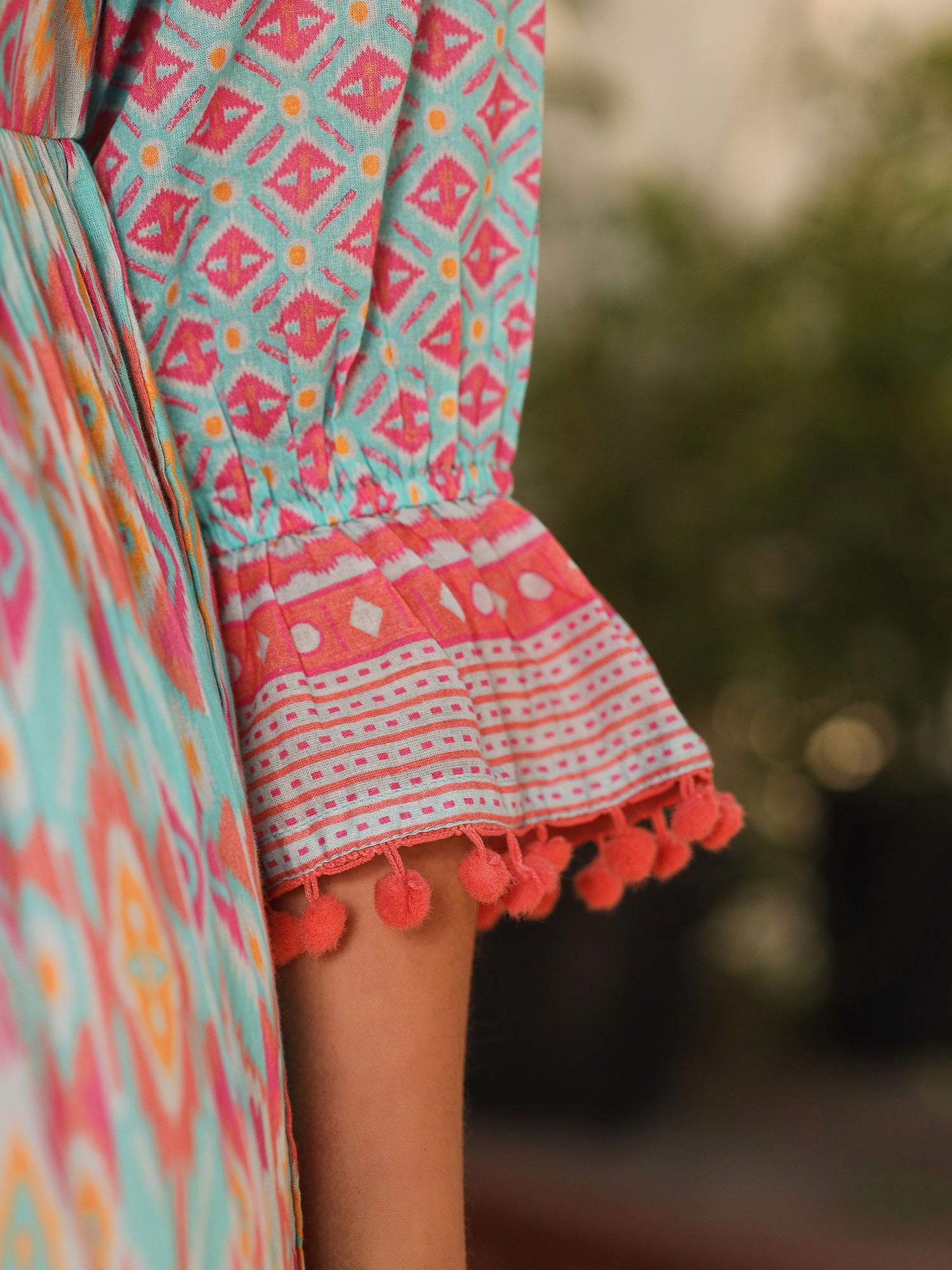 Juniper Blue Embroidered Cotton Voile Peplum Tunic