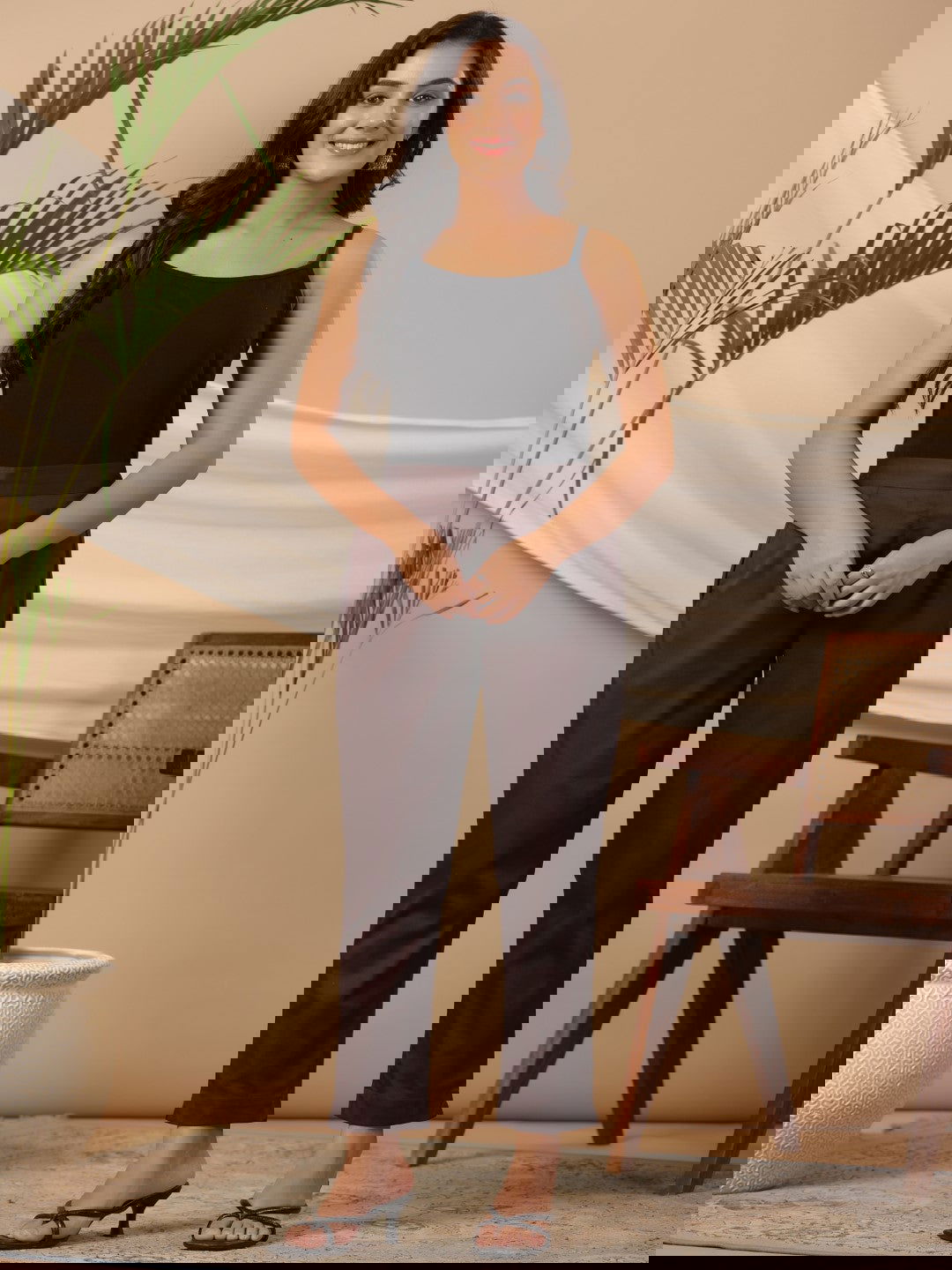 Juniper Brown Solid Lycra Women Drawstring Pants With Single Side Pocket