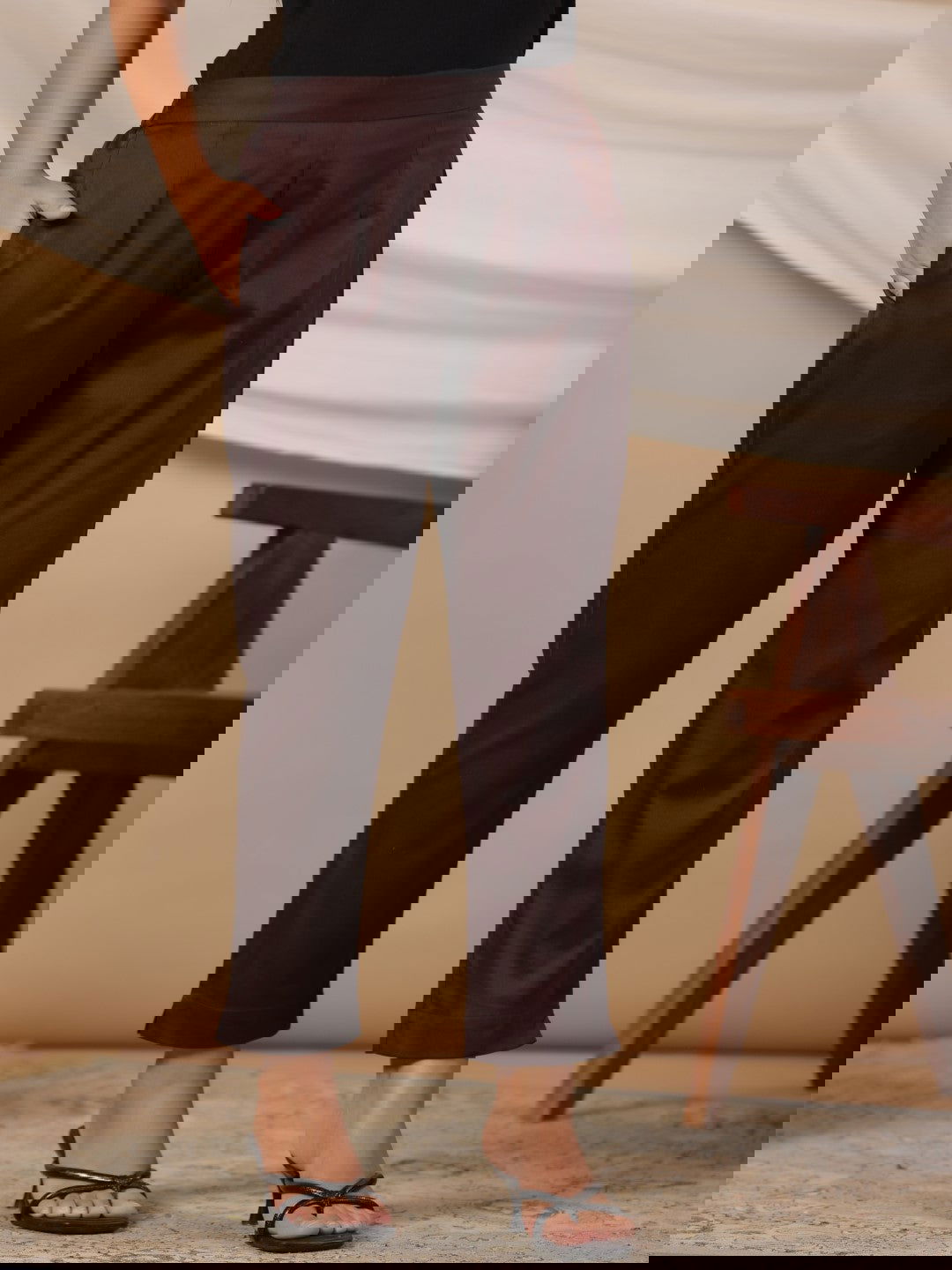 Juniper Brown Solid Lycra Women Drawstring Pants With Single Side Pocket