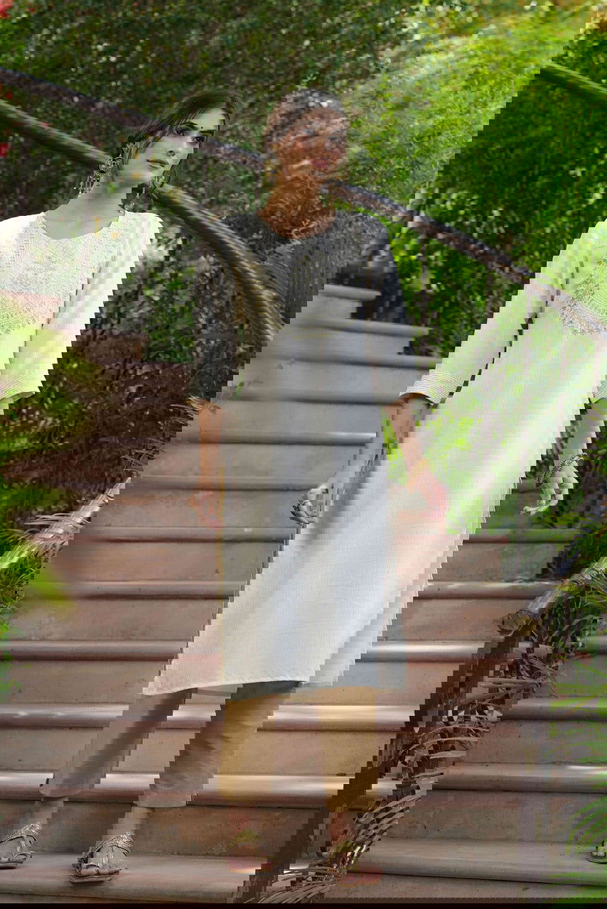 Juniper Cream Ethnic Motif Printed Silk Straight Kurta With Zari Work Embroidery