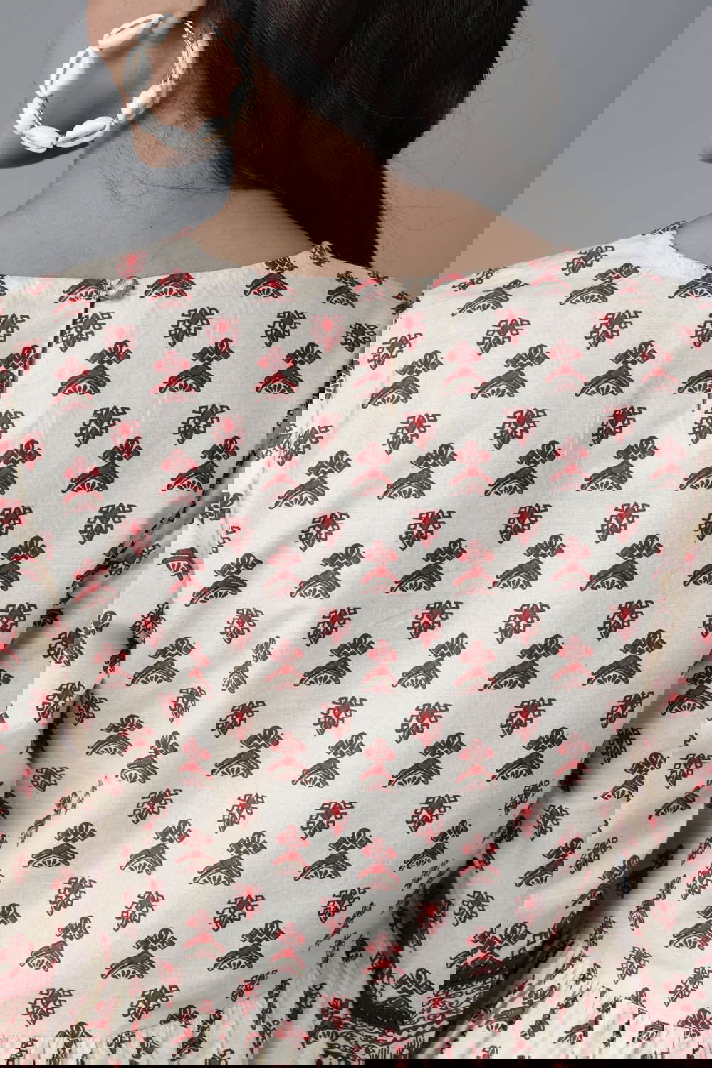 Juniper Cream cambric floral printed tunic