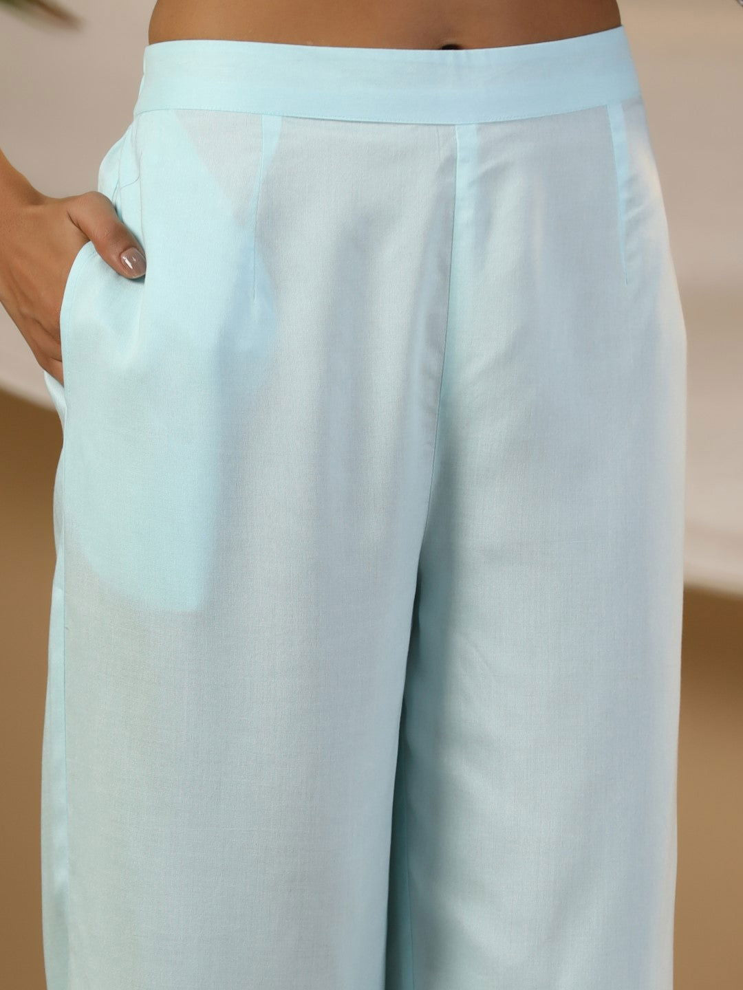 Juniper Ethnic Motif Print & Lacy Pure Cotton Kurta With Pant & Dupatta Set With Tassel Sequin & Buttons