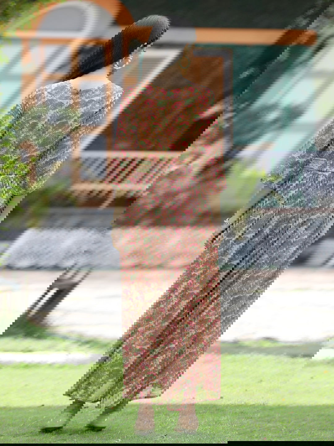 Juniper Fuschia Abstract printed Chiffon Flared Jumpsuit.