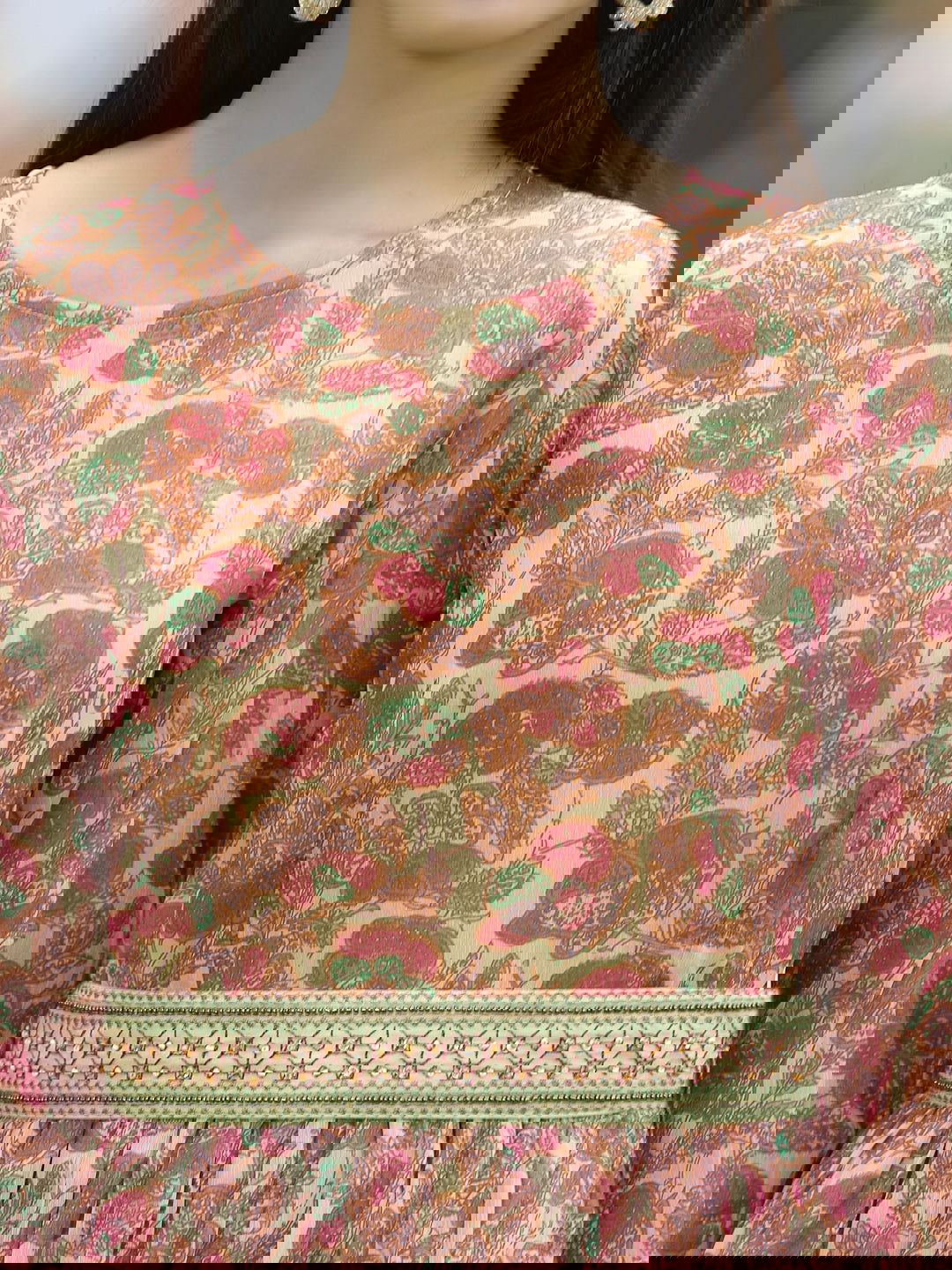 Juniper Fuschia Abstract printed Chiffon Flared Jumpsuit.