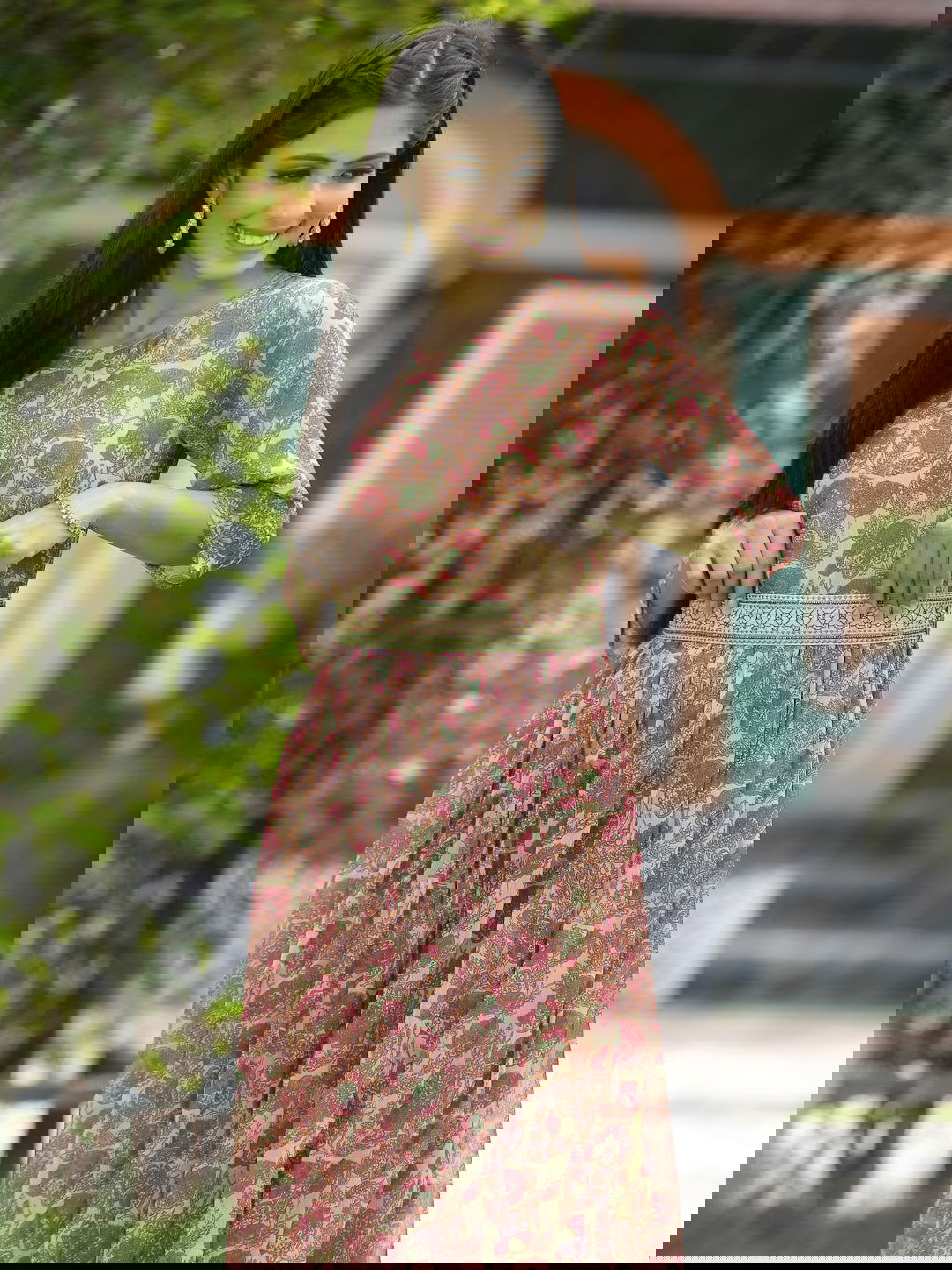 Juniper Fuschia Abstract printed Chiffon Flared Jumpsuit.