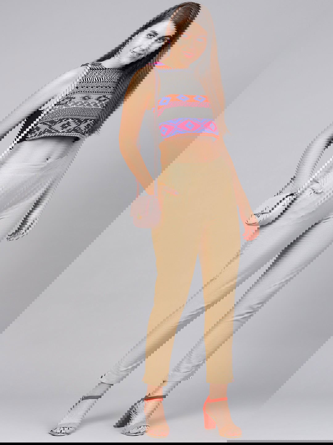 Juniper Gold Solid Cotton Flex Slim Fit Women Pants With Two Pockets