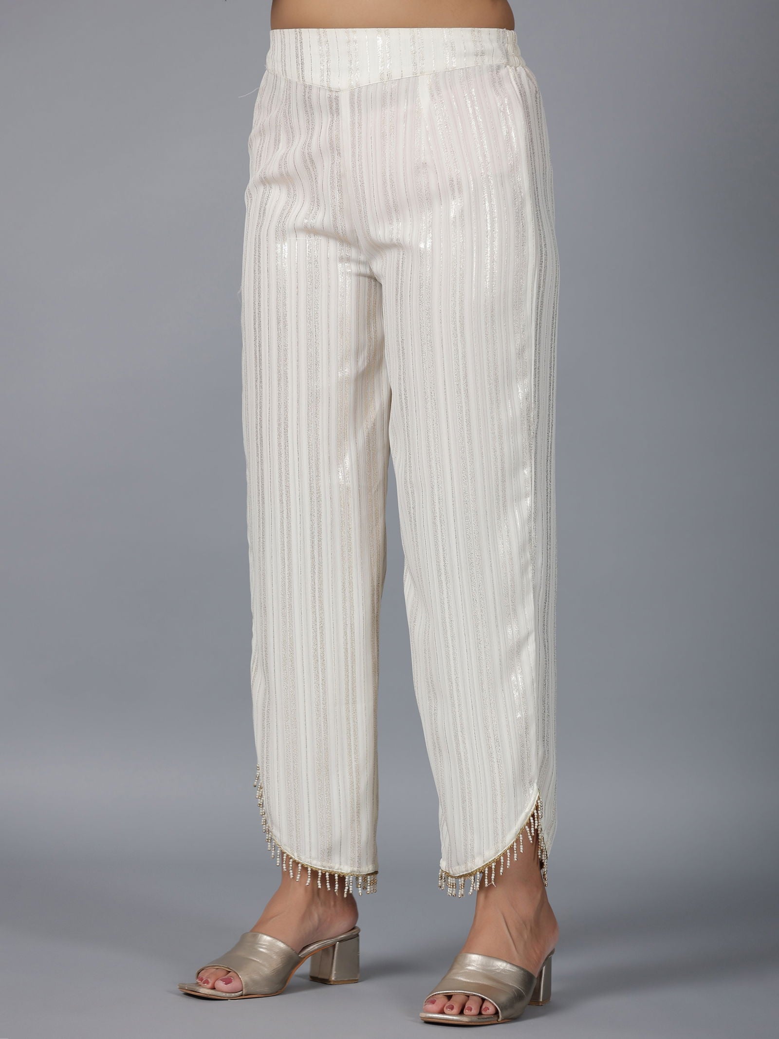 Juniper Ivory Magnus Embellished High-Low Kurta and Pants Set.