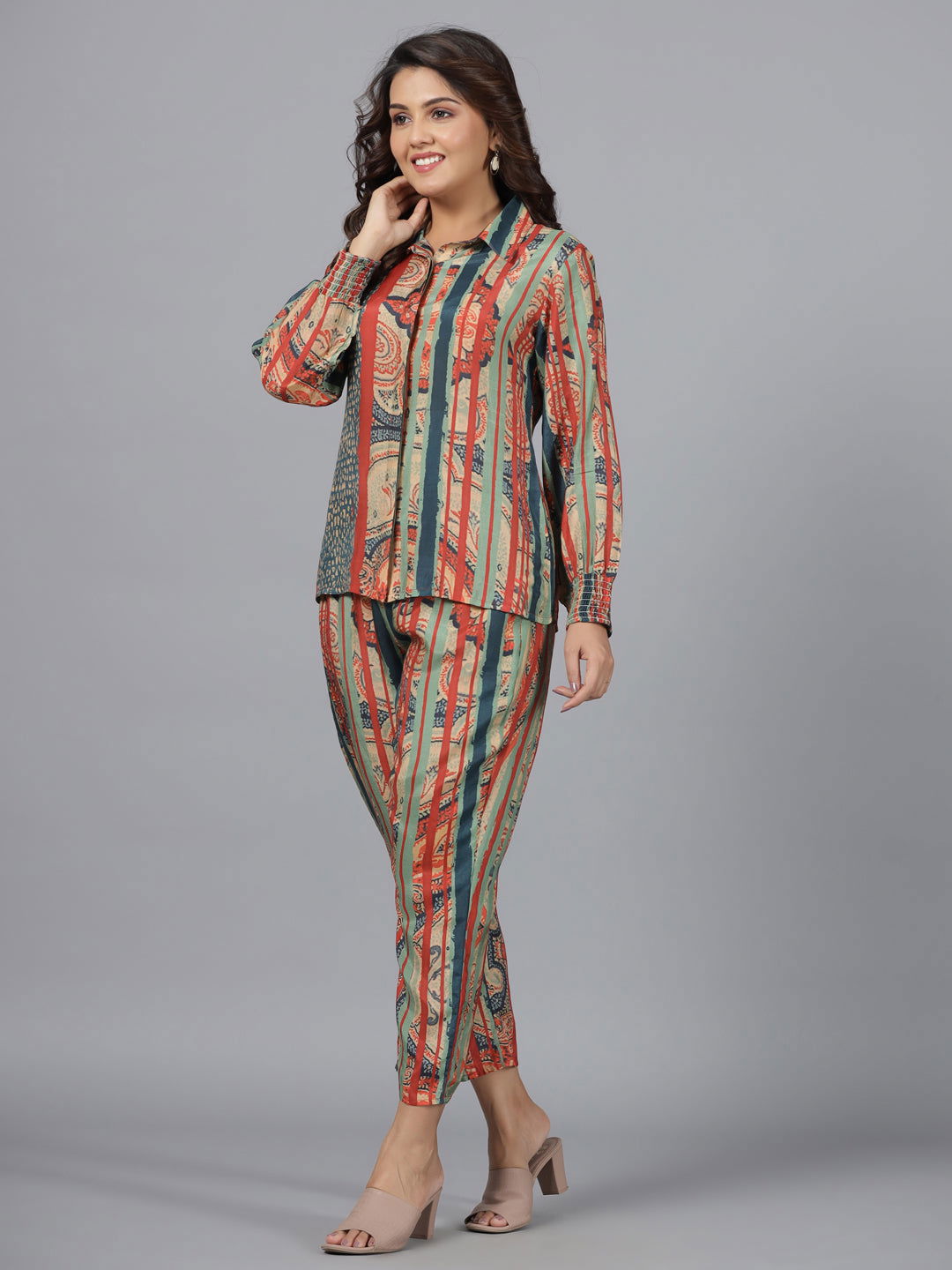 Juniper Multi-Colour Ethnic Motif Printed Muslin Tunic With Pants