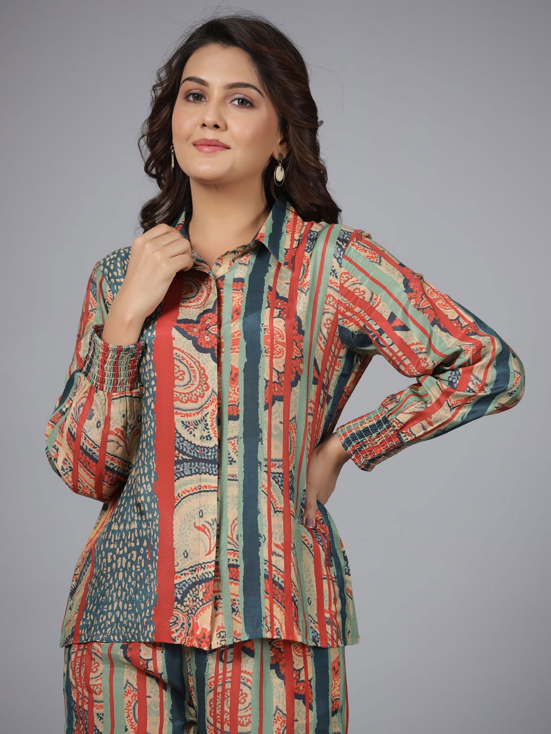 Juniper Multi-Colour Ethnic Motif Printed Muslin Tunic With Pants
