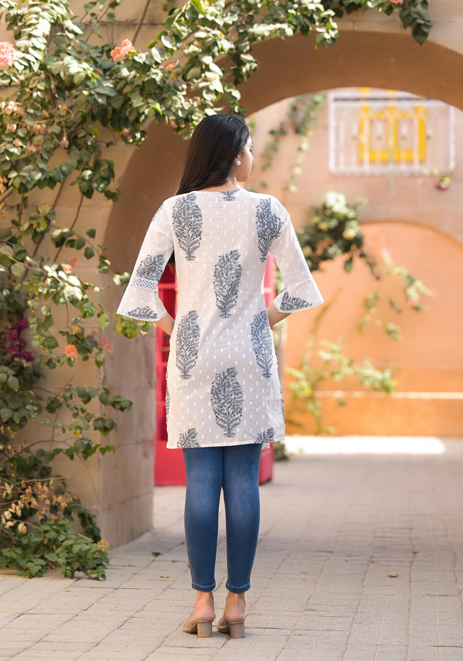 Azure Breeze Cotton Tassel Kurta