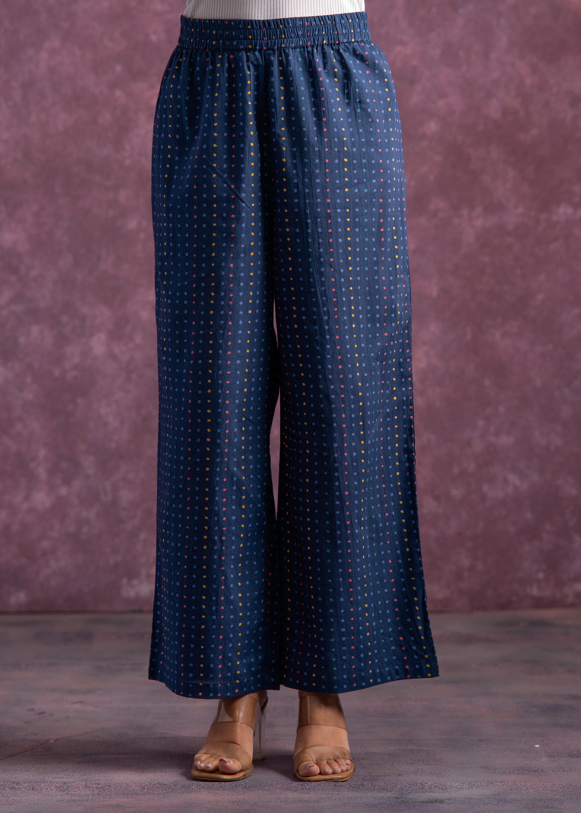 Indigo Floral Printed Cotton Kurta Set with Chiffon Dupatta