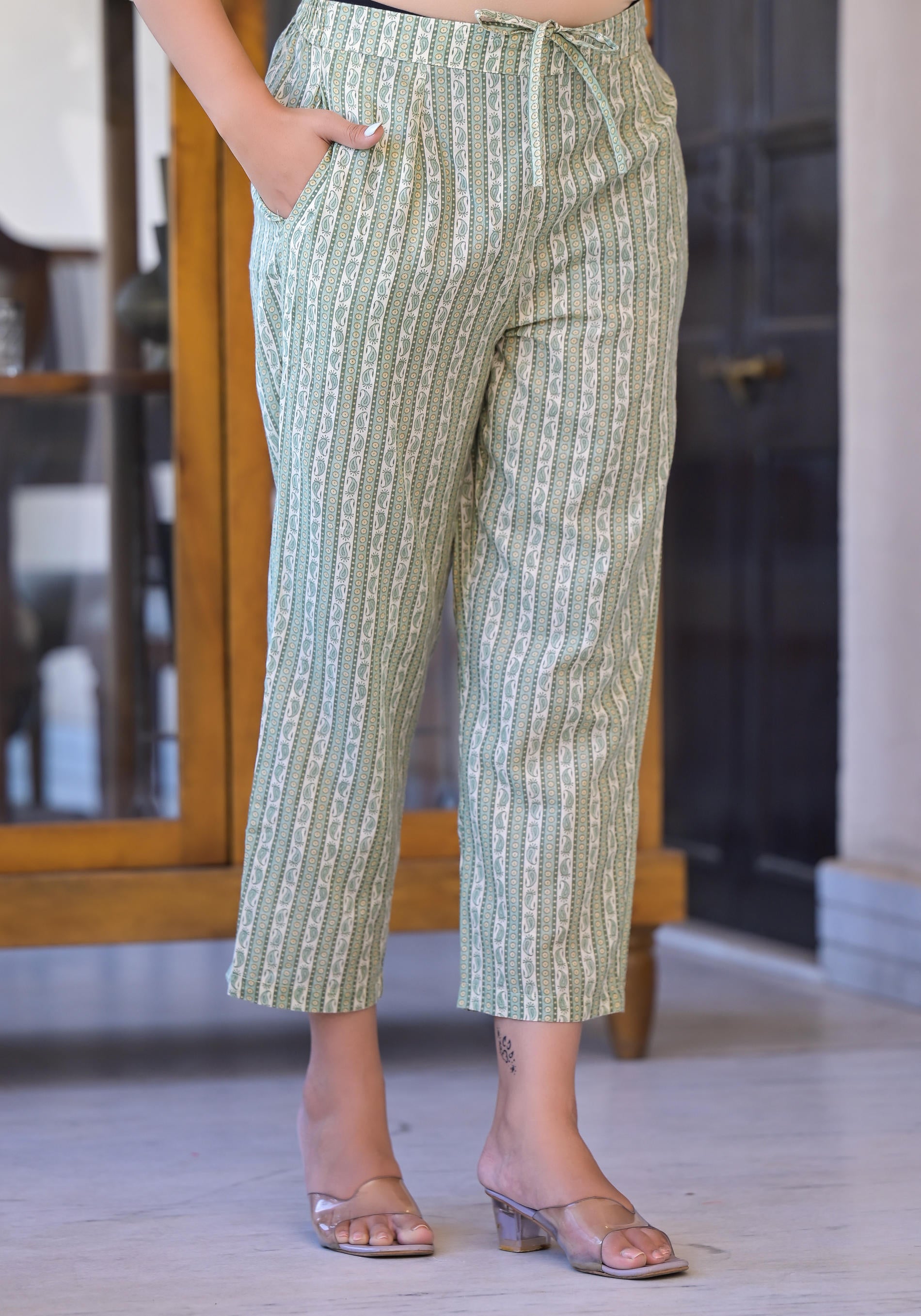 Sage Green Floral Printed Straight Kurta Set