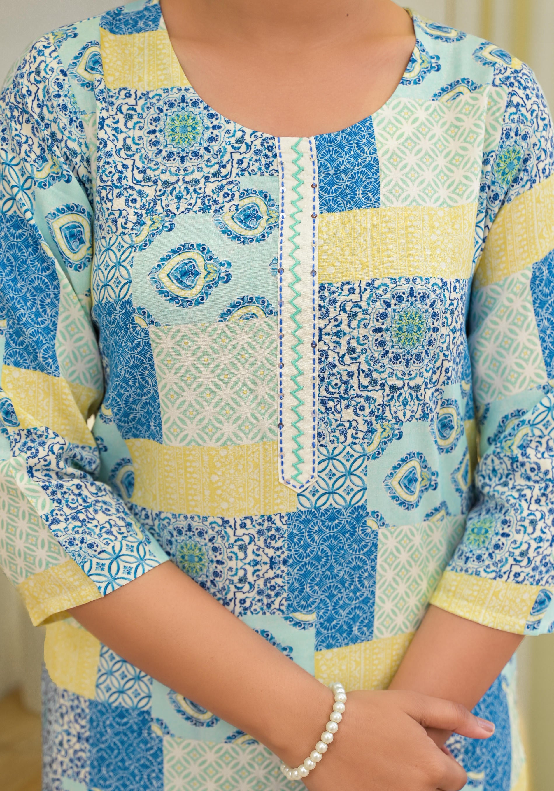 Multi color straight kurta