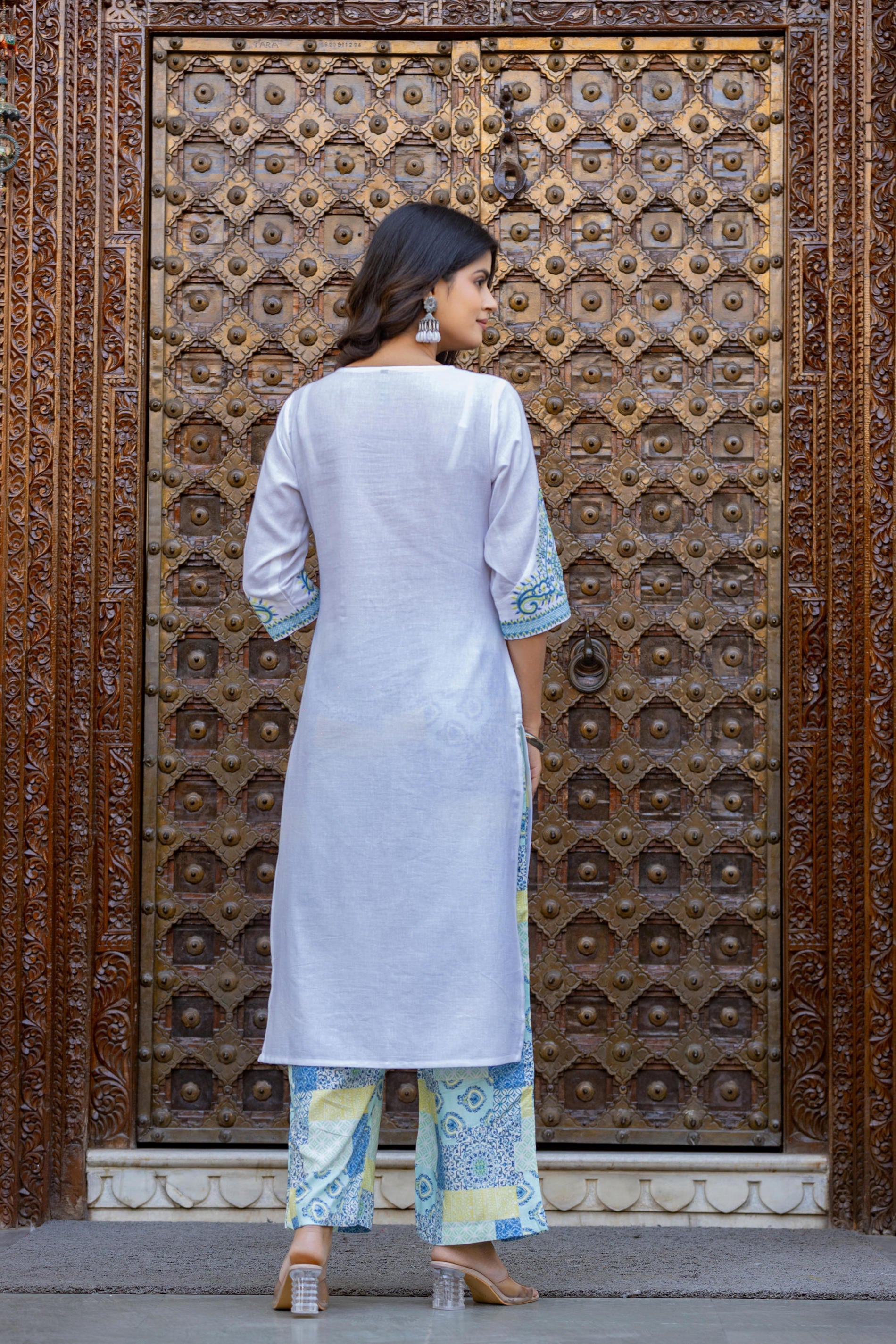 Blue Ethnic Printed Kurta Set with Dupatta