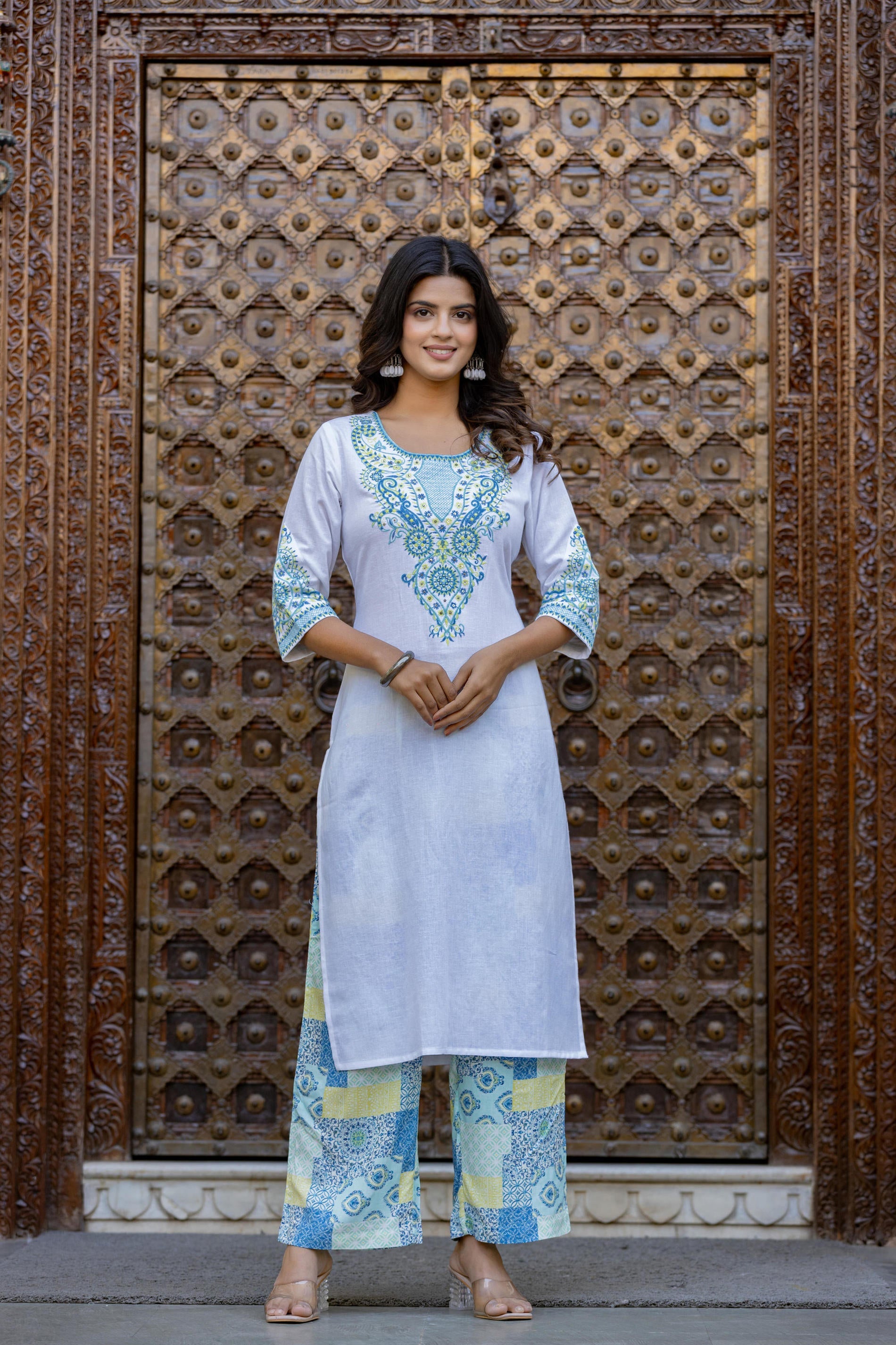Blue Ethnic Printed Kurta Set with Dupatta