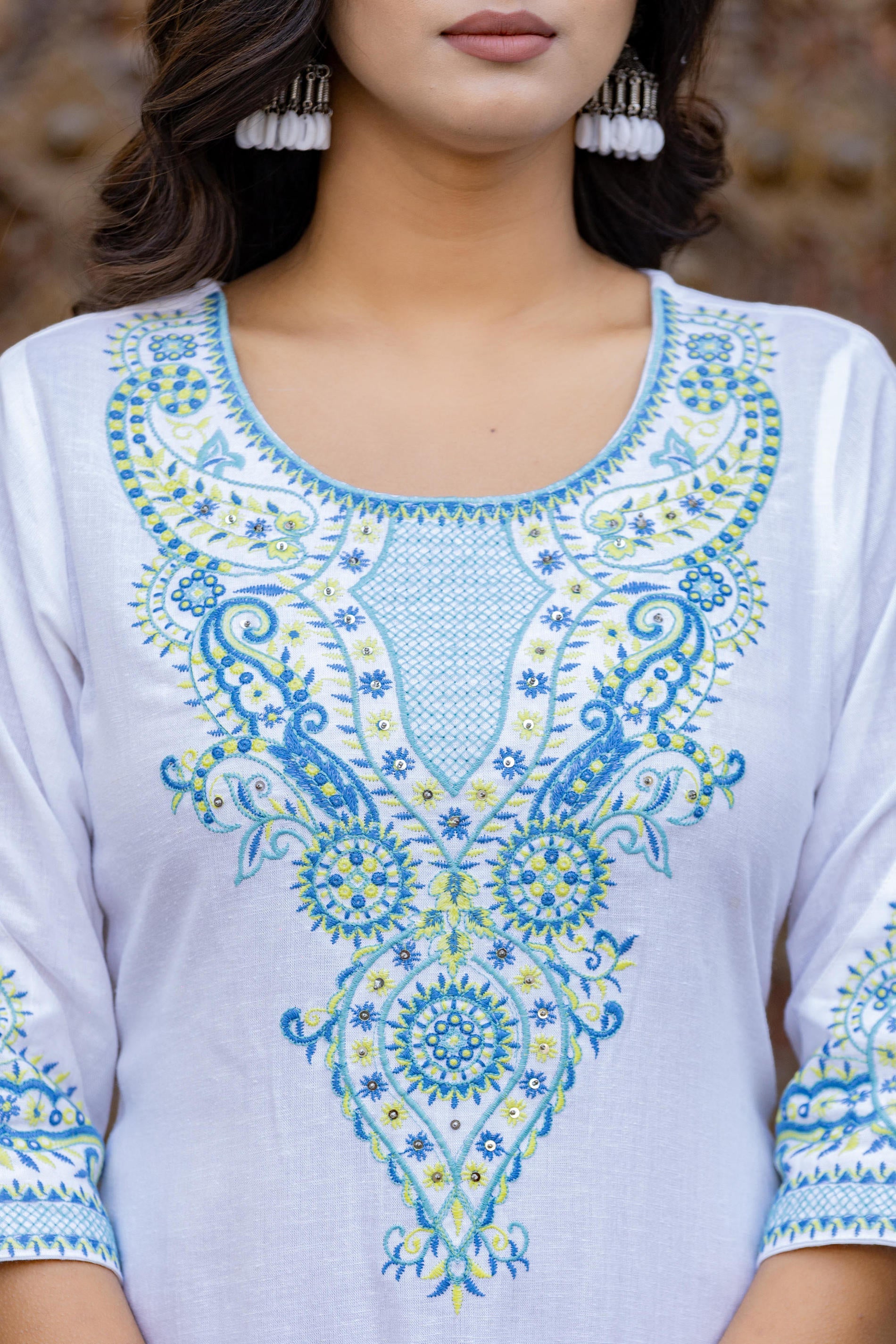 Blue Ethnic Printed Kurta Set with Dupatta