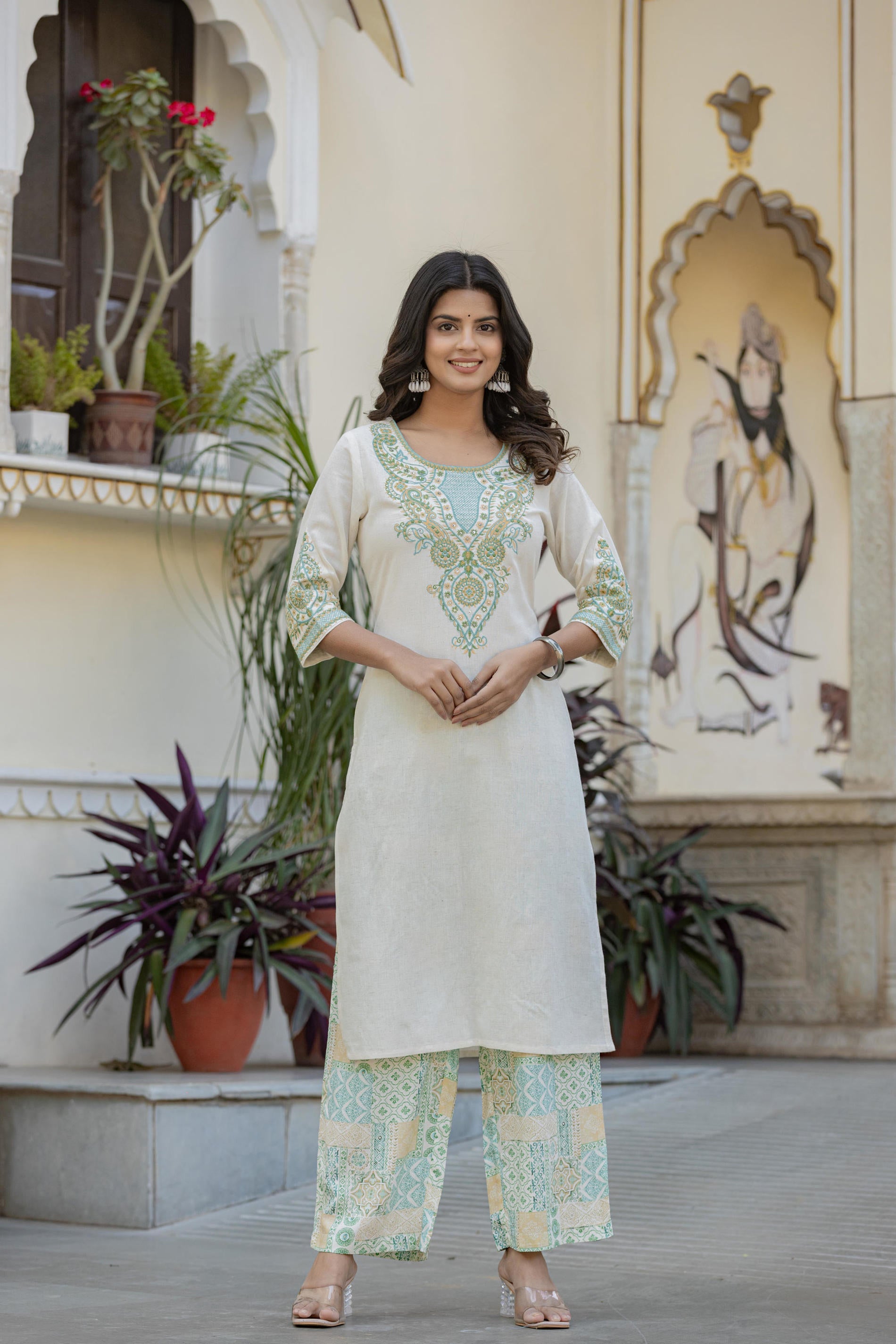 Multi Color Ethnic Printed Kurta Set with Dupatta