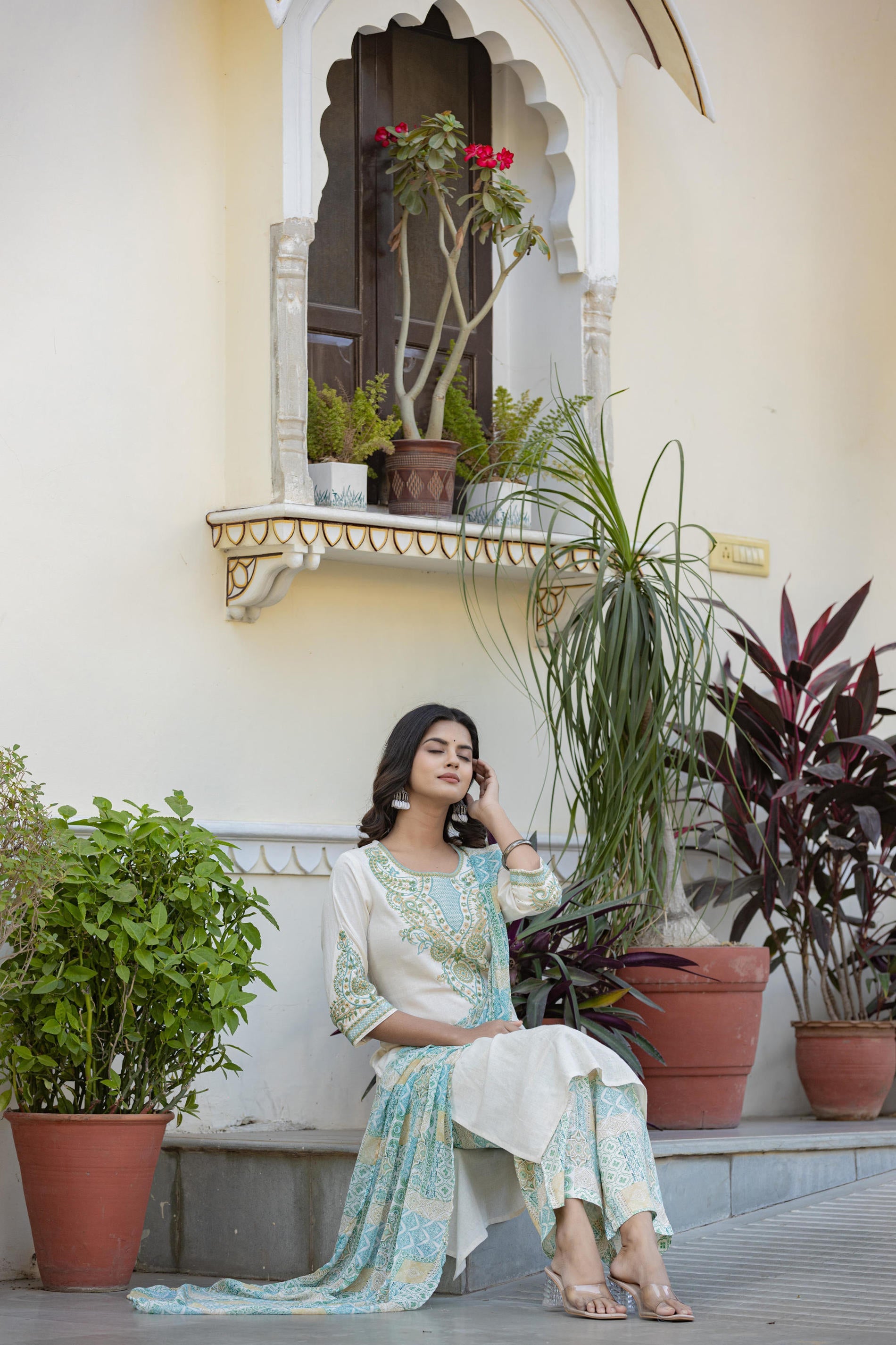 Multi Color Ethnic Printed Kurta Set with Dupatta