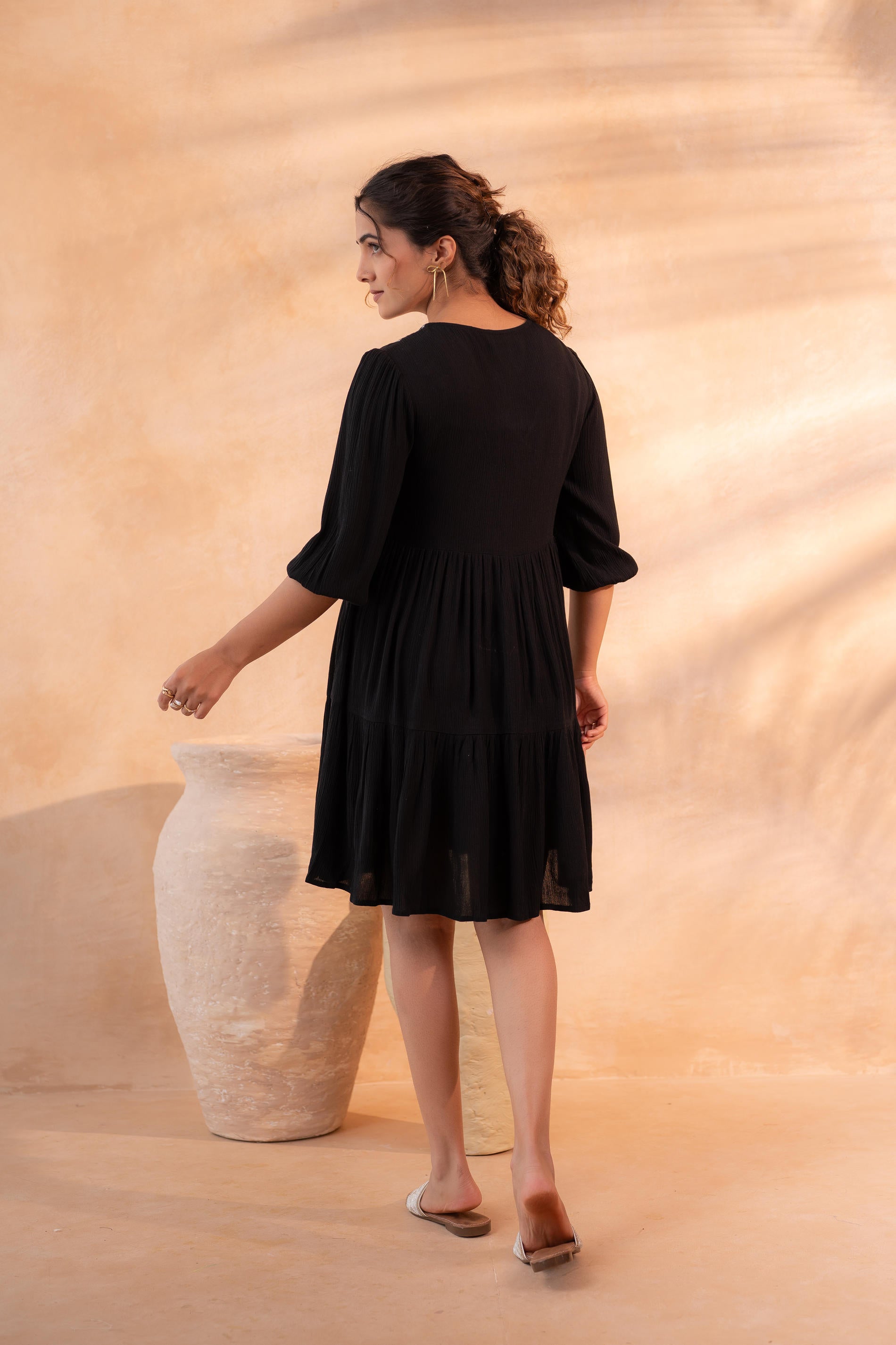 Black Nomad Embroidered Boho Dress