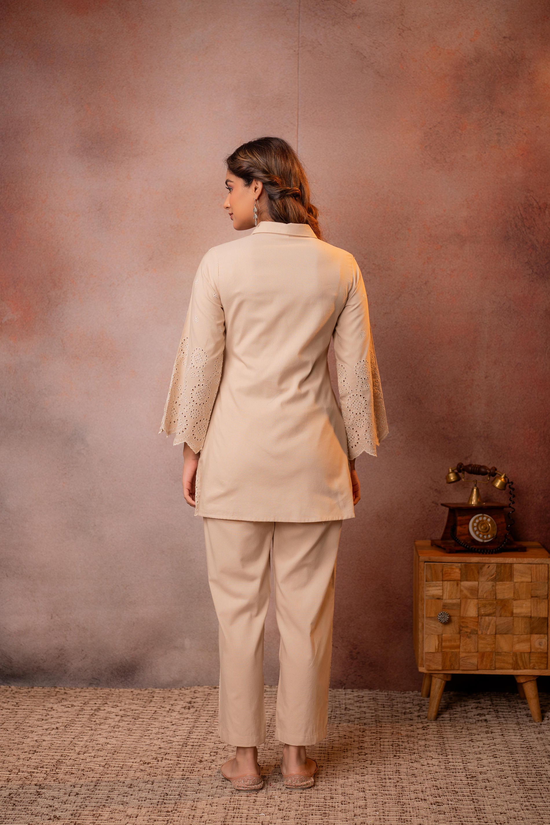 Sand Whisper Schiffli Co-Ord Set