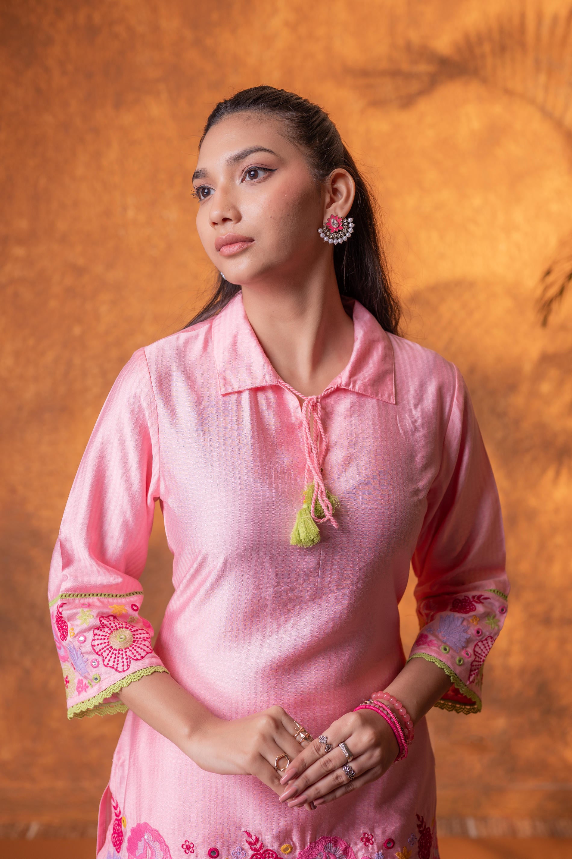 Peach Bloom Tassel Kurta Co-Ord
