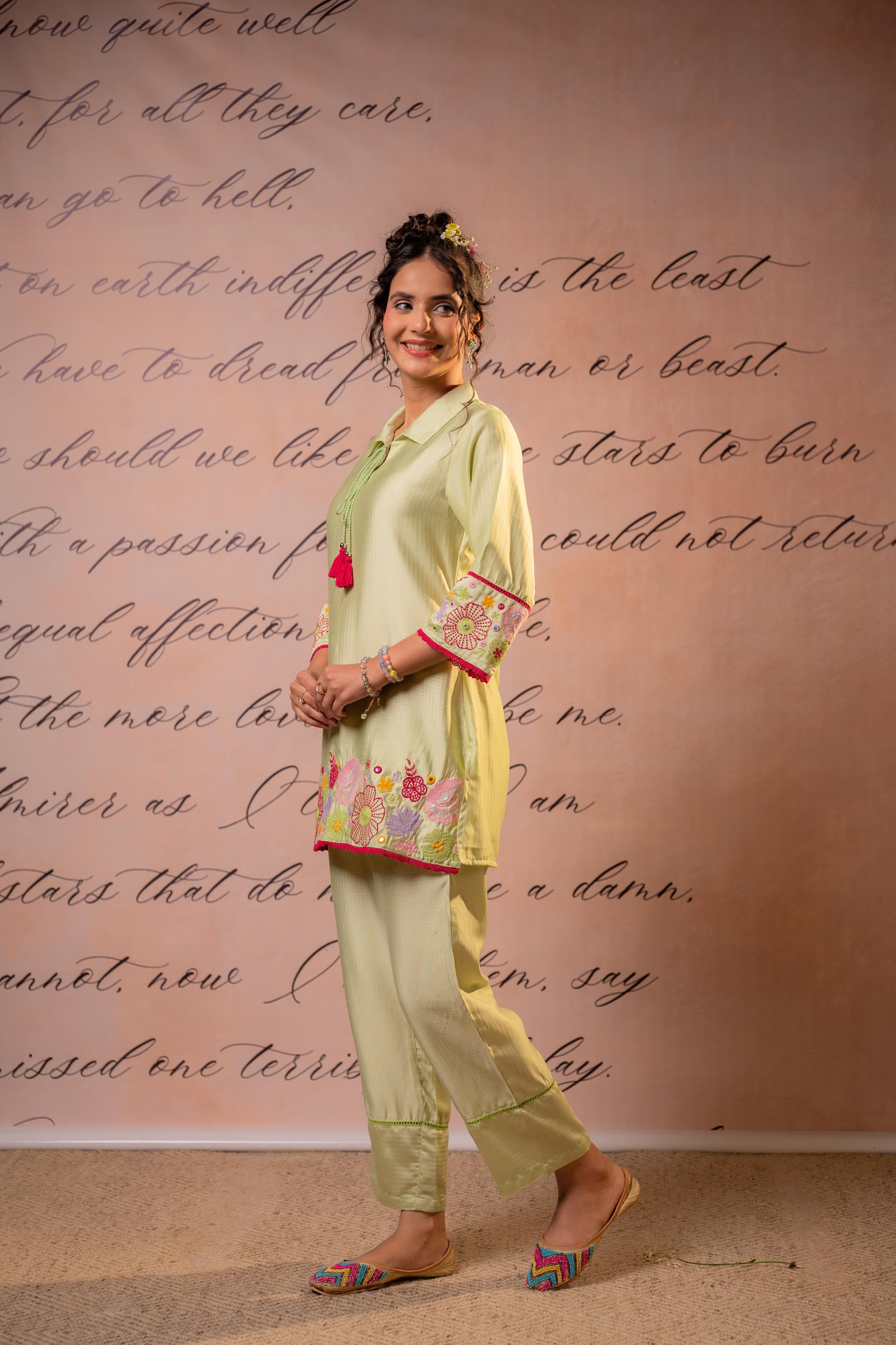 SageGreen Bloom Tassel Kurta Co-Ord