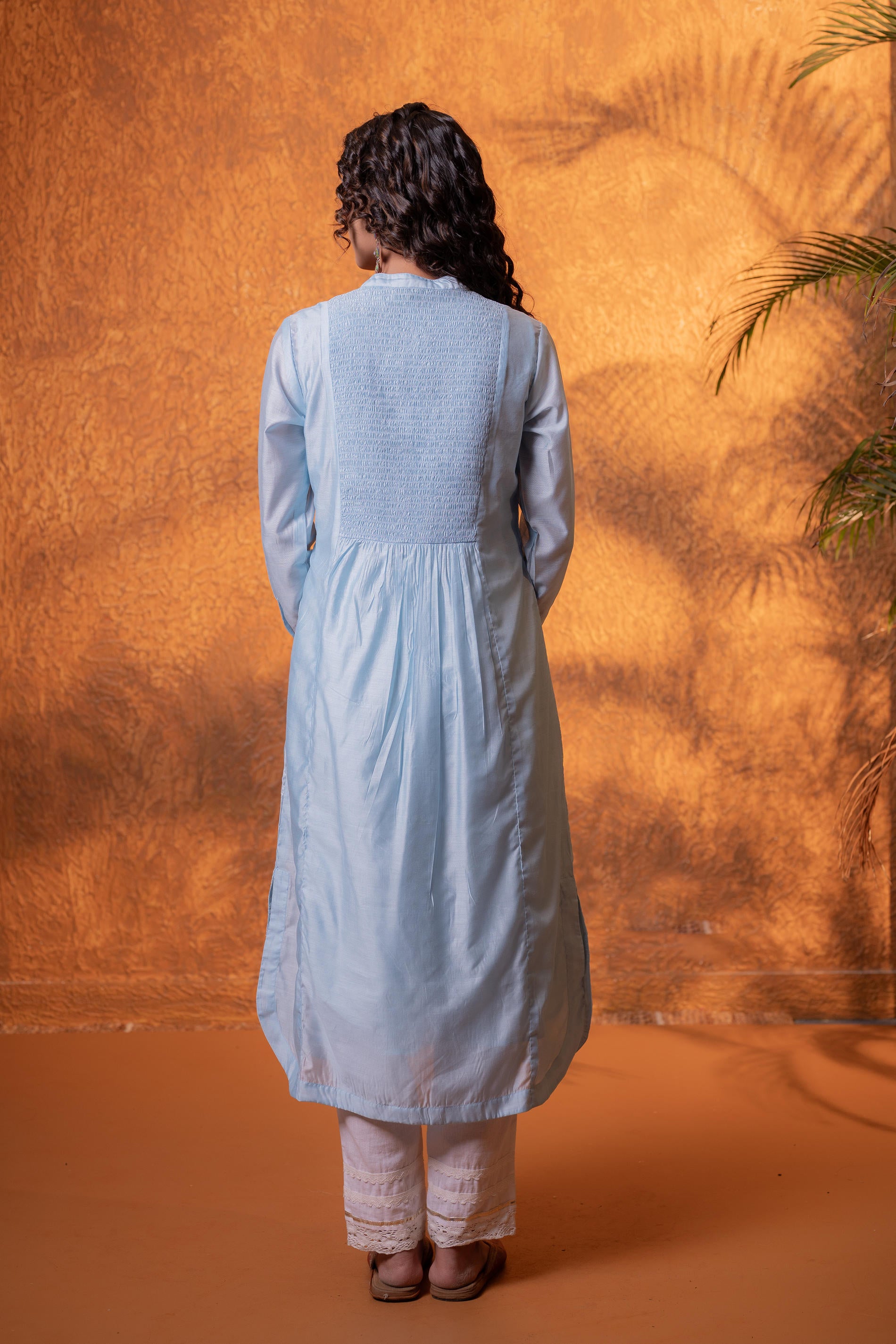 Neelara Powder Blue Foil Print Kurta