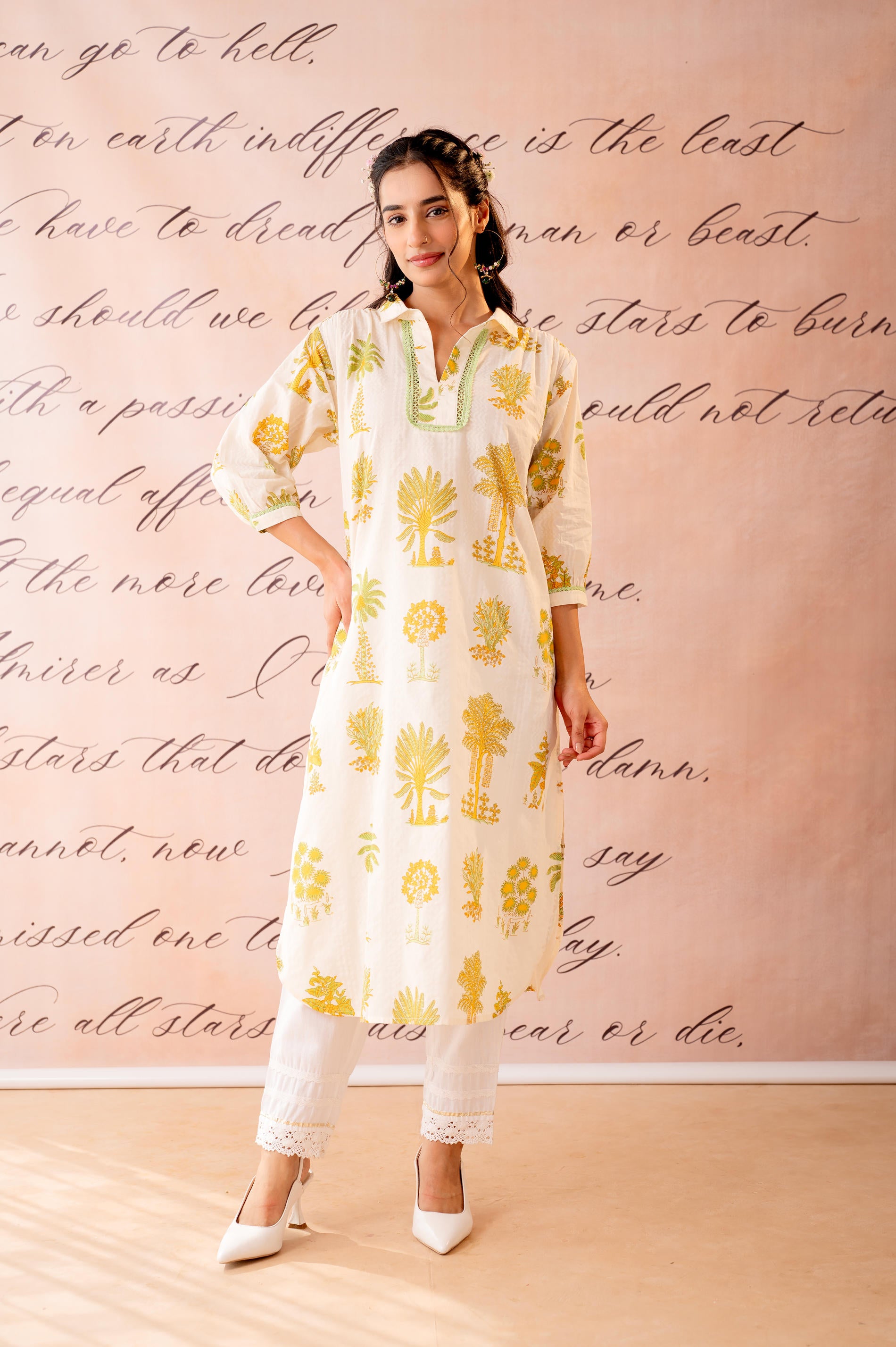 Off-White Palm Motif Kurta