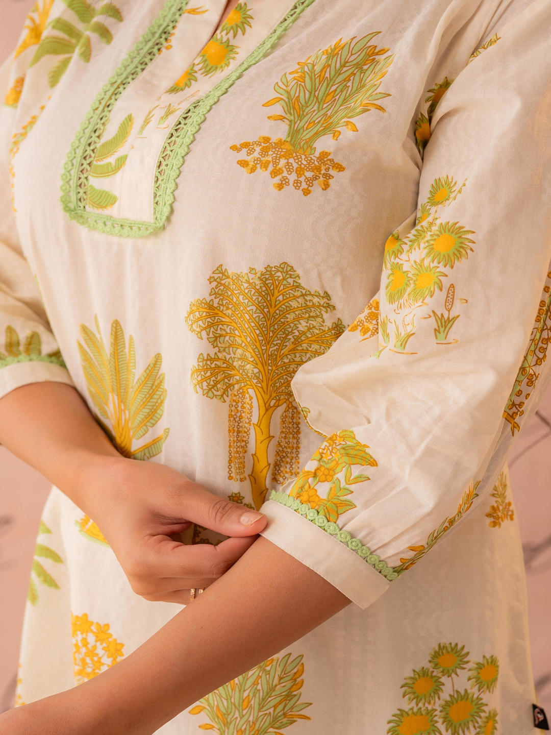 Off-White Palm Motif Kurta