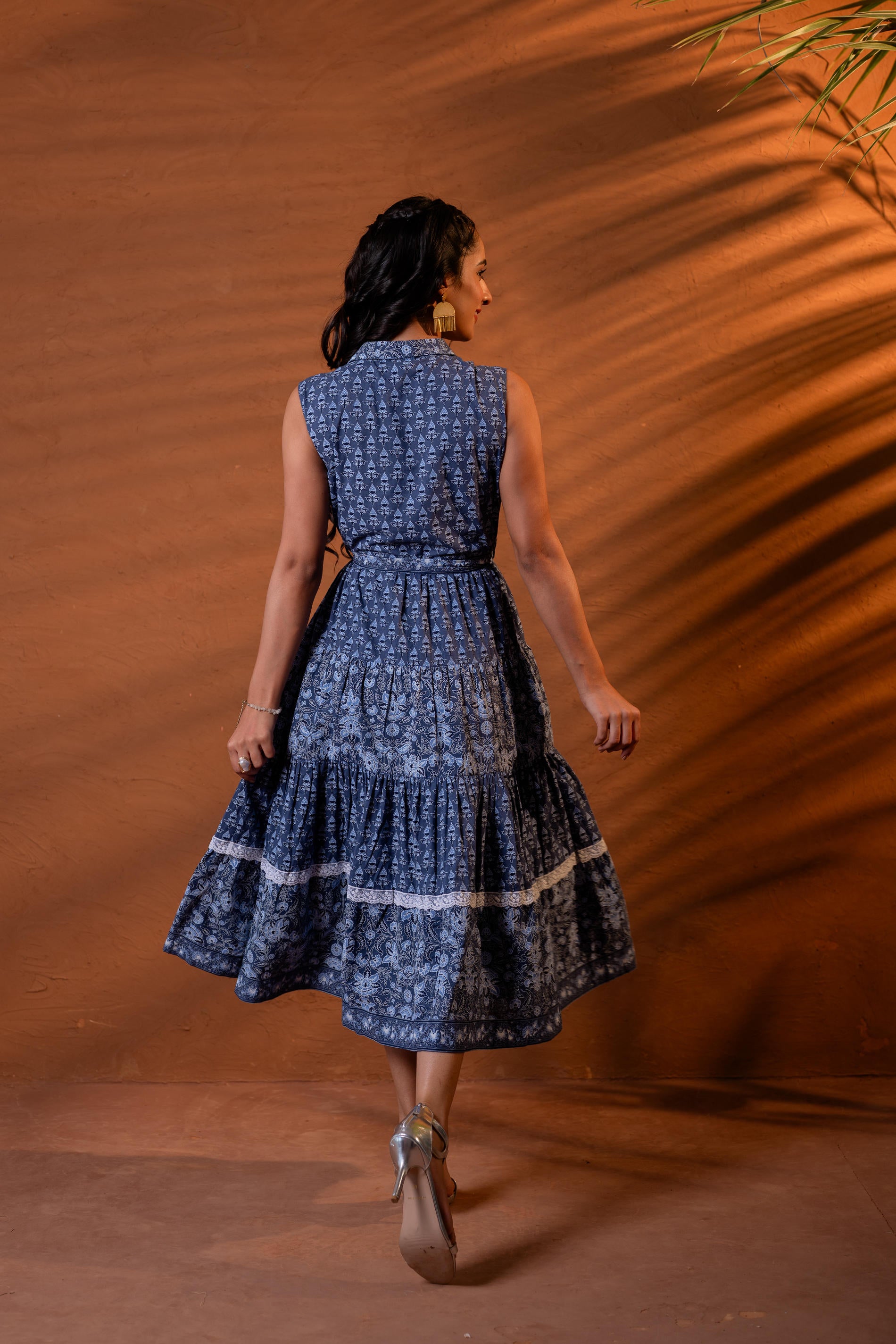 Indigo Vintage Bloom Long Dress