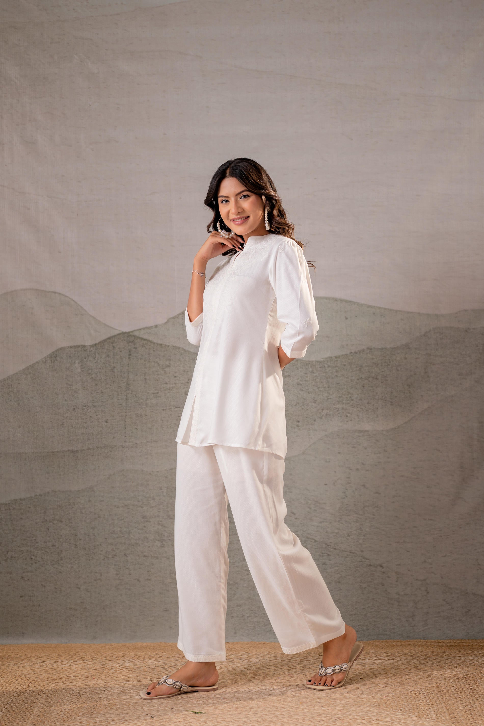 Cotton Bloom White Embroidered Co-Ord Set